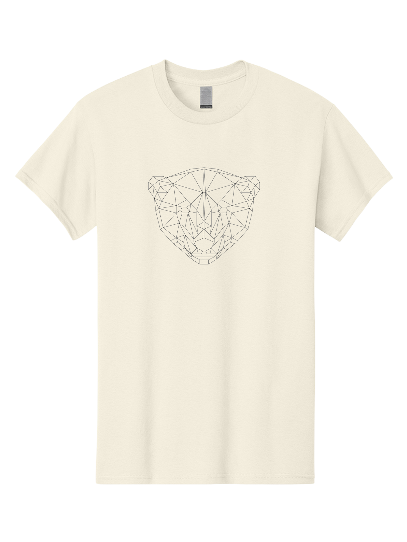 Diamond-1 Men'S Graphic Tee, 100% Cotton, Comfortable Casual Summer Wear, Machine Washable, Geometric Bear Face, Low Poly Art, Minimalist Design, Black Lines, Polygon Shapes, Modern Illustration, Stylized Bear, Digital Art, Simple Shapes - Aaa678