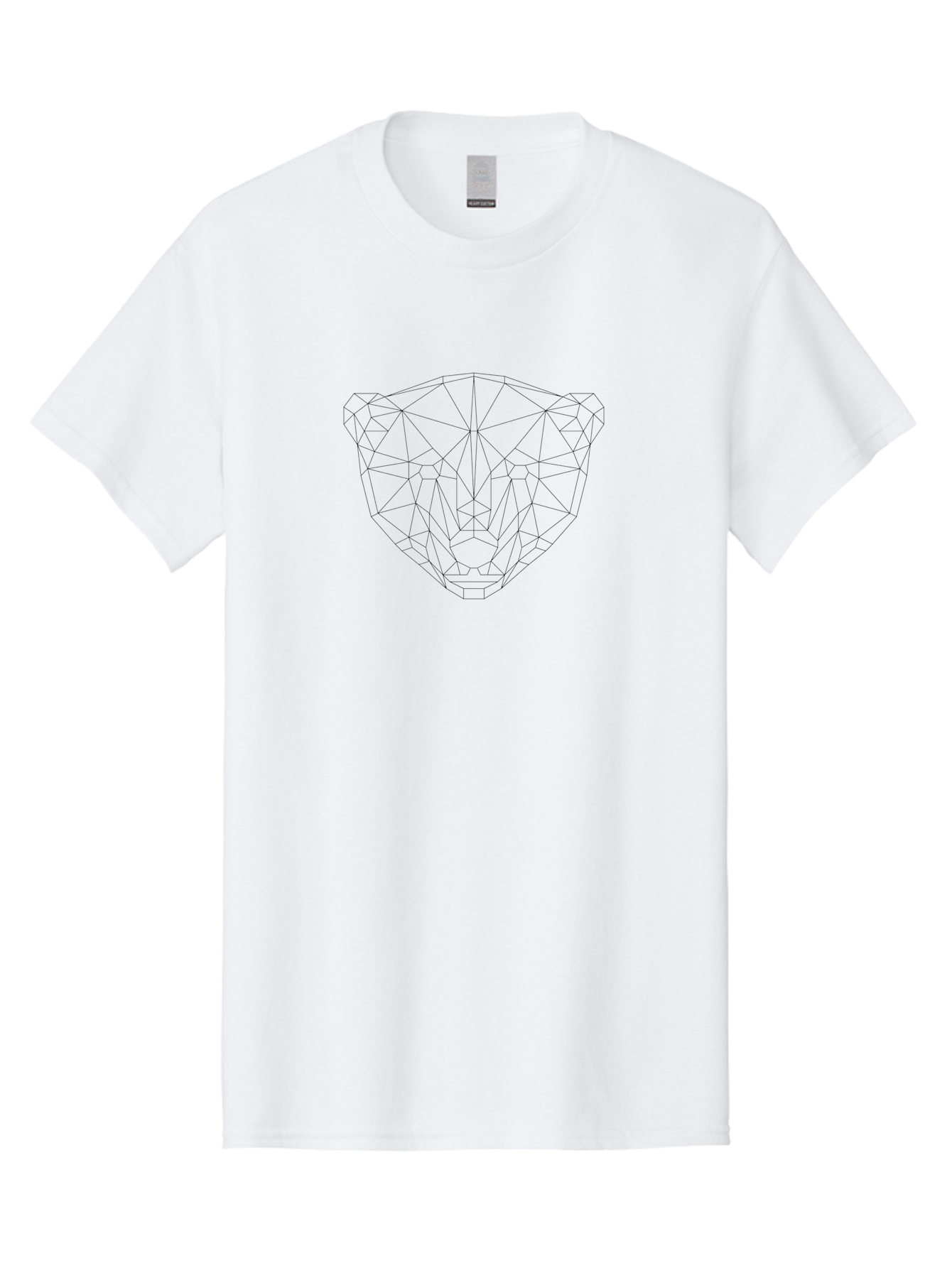 Diamond-1 Men'S Graphic Tee, 100% Cotton, Comfortable Casual Summer Wear, Machine Washable, Geometric Bear Face, Low Poly Art, Minimalist Design, Black Lines, Polygon Shapes, Modern Illustration, Stylized Bear, Digital Art, Simple Shapes - Aaa678