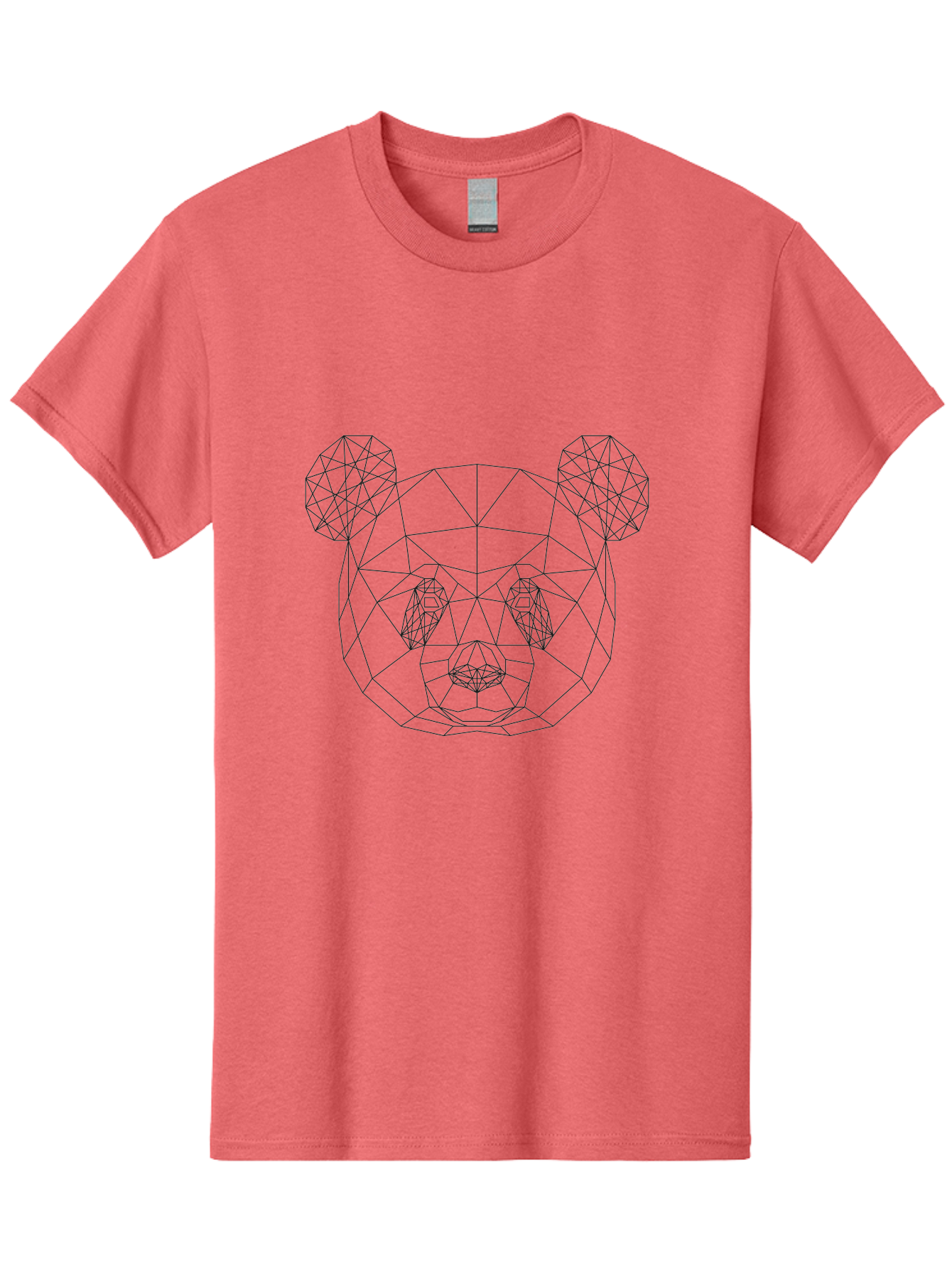 Geometric-Bear-Face Men'S Graphic Tee, 100% Cotton, Comfortable Casual Summer Wear, Machine Washable, Low Poly Bear, Geometric Art, Modern Design, Wireframe Style, Abstract Animal, Digital Illustration, Futuristic Graphics, - Aaa680