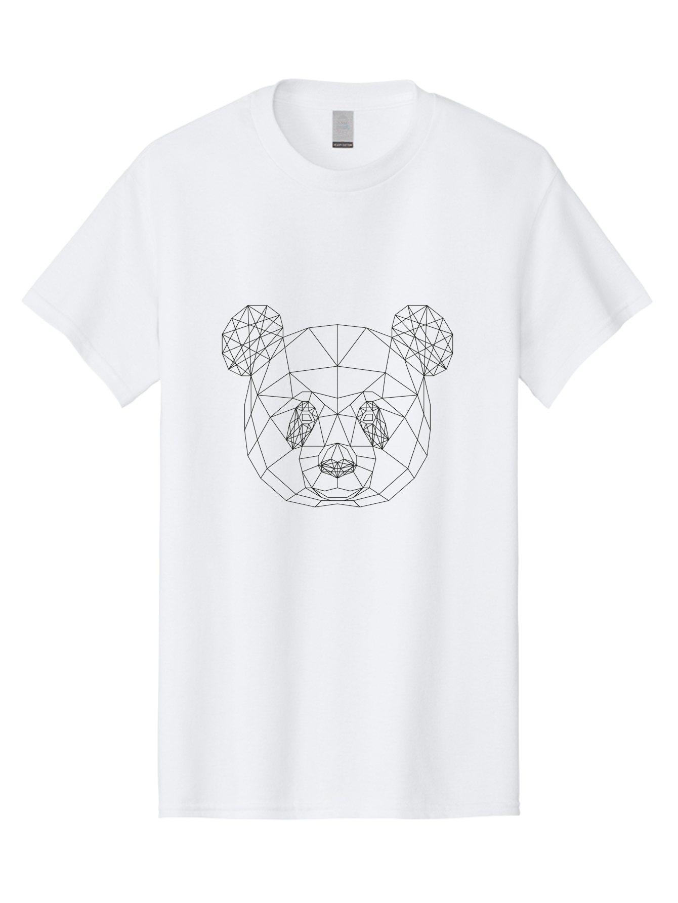 Geometric-Bear-Face Men'S Graphic Tee, 100% Cotton, Comfortable Casual Summer Wear, Machine Washable, Low Poly Bear, Geometric Art, Modern Design, Wireframe Style, Abstract Animal, Digital Illustration, Futuristic Graphics, - Aaa680