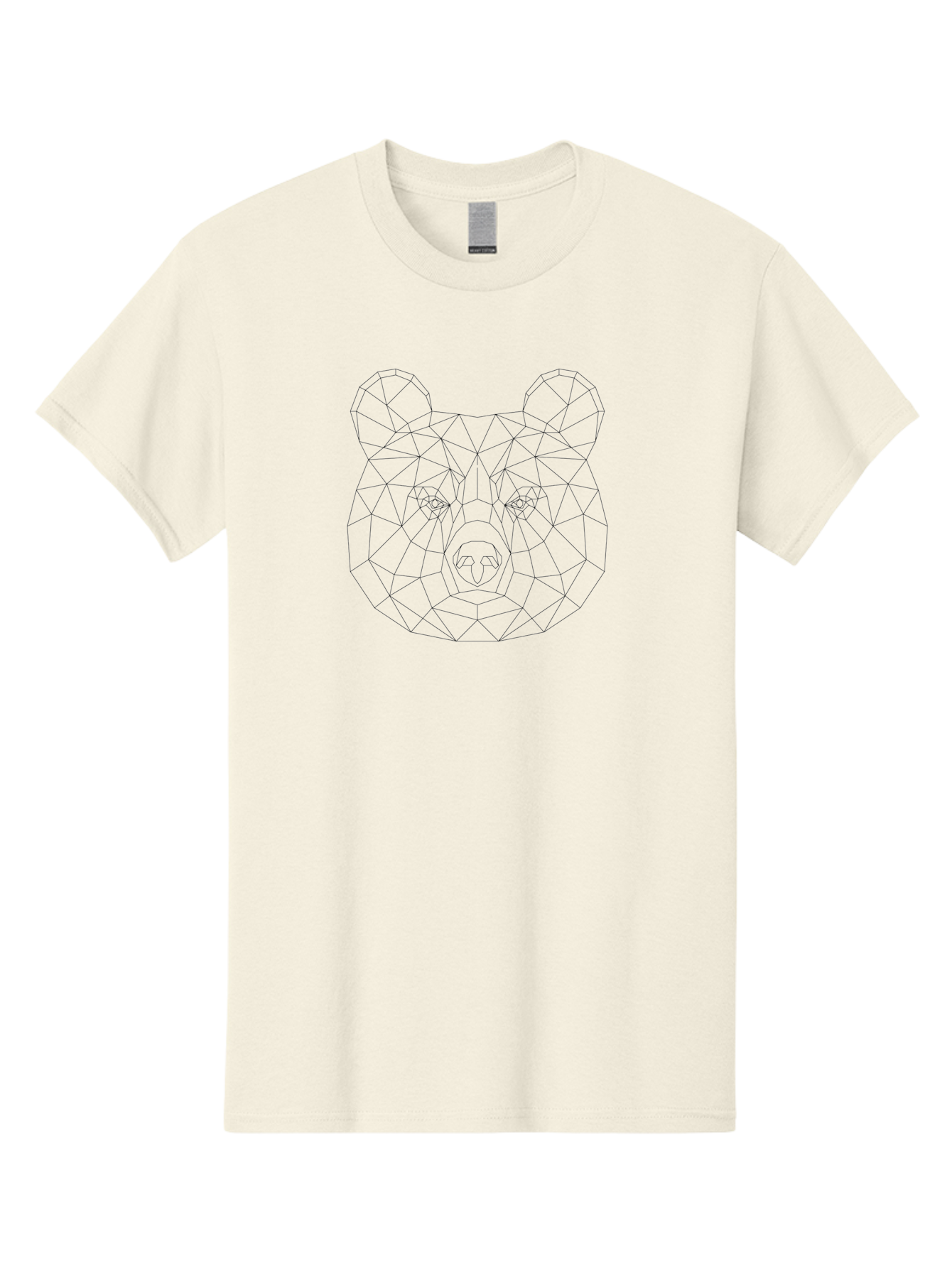 Geometric-Bear-Head-2 Men'S Graphic Tee, 100% Cotton, Comfortable Casual Summer Wear, Machine Washable, Geometric Bear Face, Low Poly Art, Modern Animal Design, Minimalist Illustration, Black And White Graphics, Abstract Wildlife - Aaa682