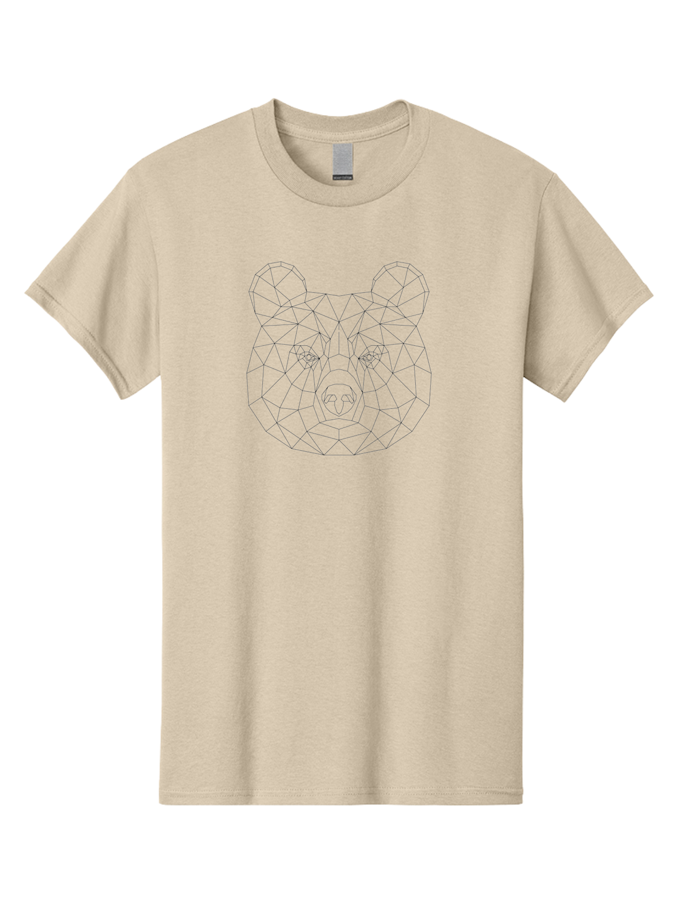 Geometric-Bear-Head-2 Men'S Graphic Tee, 100% Cotton, Comfortable Casual Summer Wear, Machine Washable, Geometric Bear Face, Low Poly Art, Modern Animal Design, Minimalist Illustration, Black And White Graphics, Abstract Wildlife - Aaa682