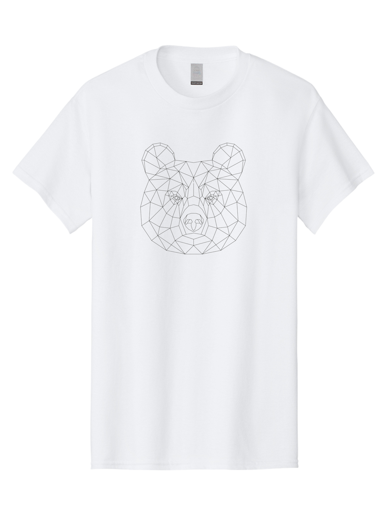 Geometric-Bear-Head-2 Men'S Graphic Tee, 100% Cotton, Comfortable Casual Summer Wear, Machine Washable, Geometric Bear Face, Low Poly Art, Modern Animal Design, Minimalist Illustration, Black And White Graphics, Abstract Wildlife - Aaa682