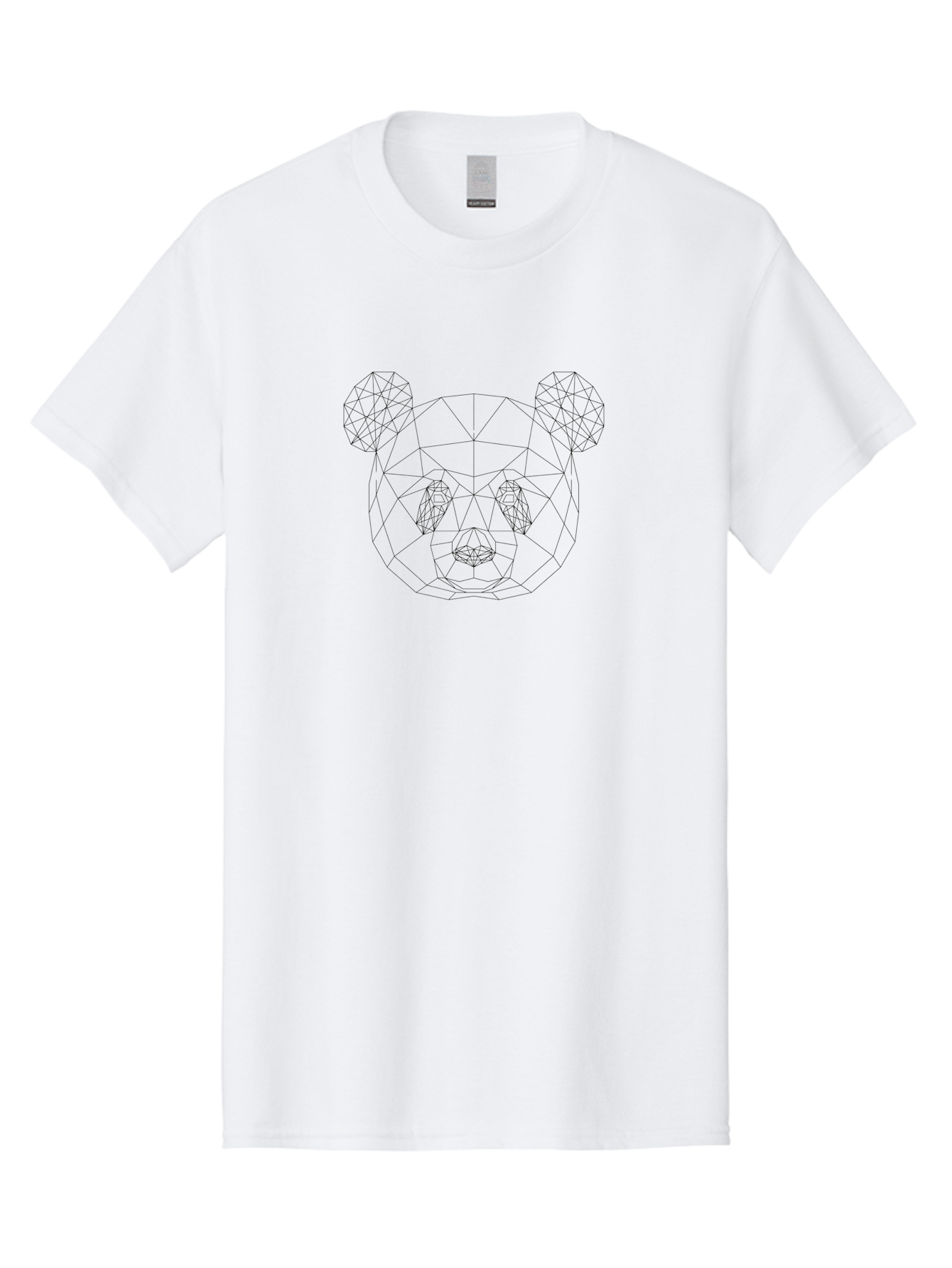 Geometric-Bear-Head-3 Men'S Graphic Tee, 100% Cotton, Comfortable Casual Summer Wear, Machine Washable, Geometric Bear Head, Wireframe Design, Low Poly Art, Modern Animal Illustration, Minimalist Style, Black Lines, Polygonal Shape, - Aaa683