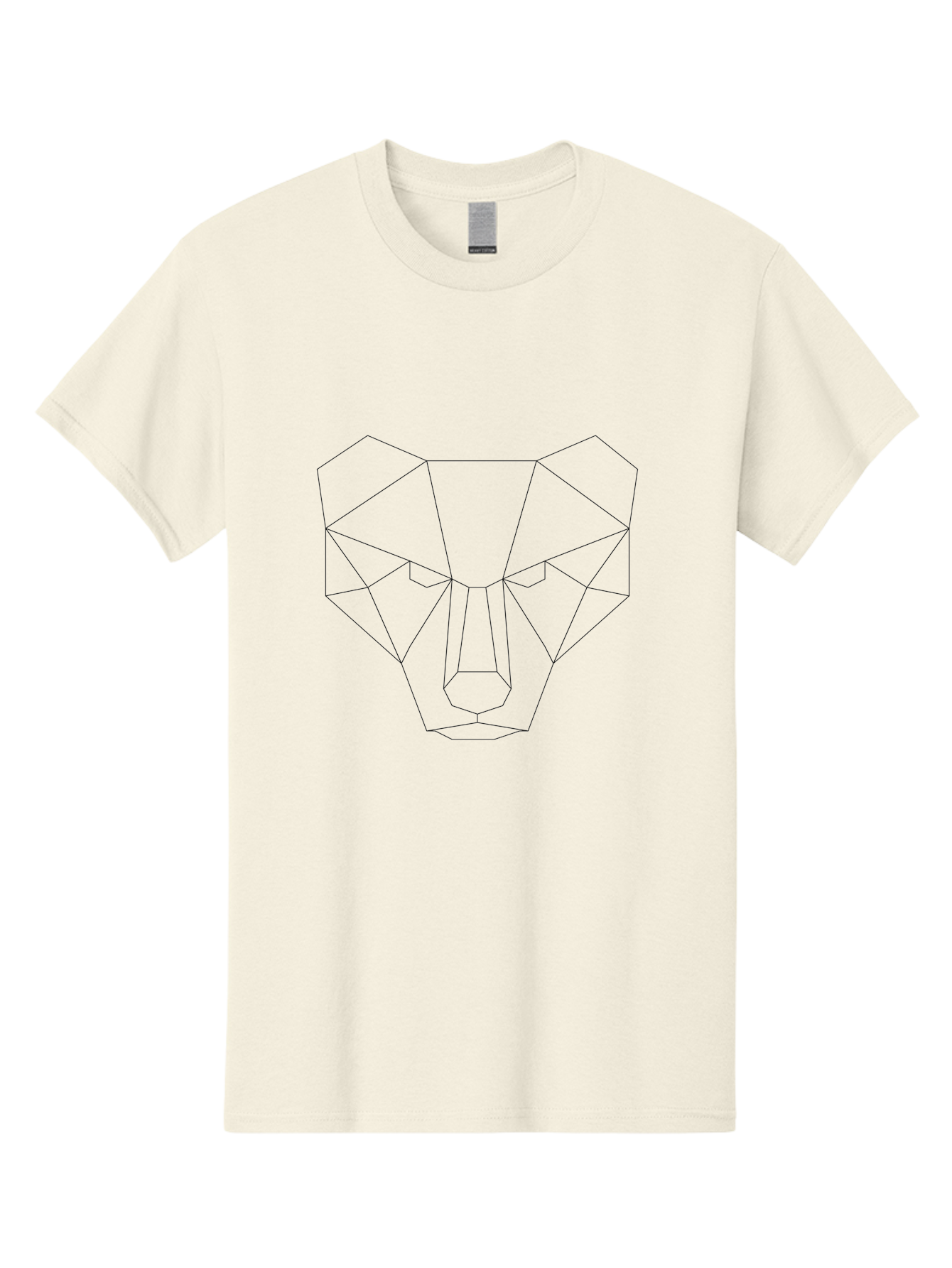 Geometric-Bear-Head Men'S Graphic Tee, 100% Cotton, Comfortable Casual Summer Wear, Machine Washable, Geometric Bear, Low Poly Art, Animal Face, Modern Design, Minimalist Style, Black Lines, Polygonal Shape, Abstract Representation, - Aaa684