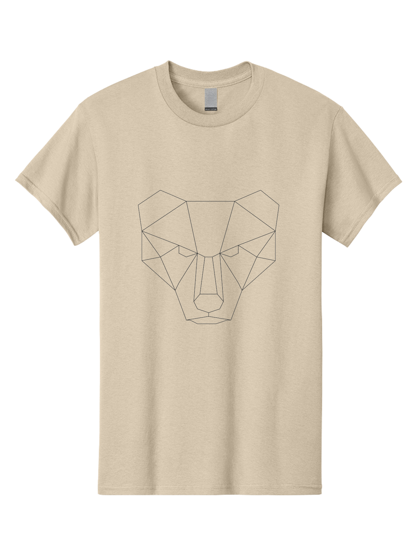 Geometric-Bear-Head Men'S Graphic Tee, 100% Cotton, Comfortable Casual Summer Wear, Machine Washable, Geometric Bear, Low Poly Art, Animal Face, Modern Design, Minimalist Style, Black Lines, Polygonal Shape, Abstract Representation, - Aaa684