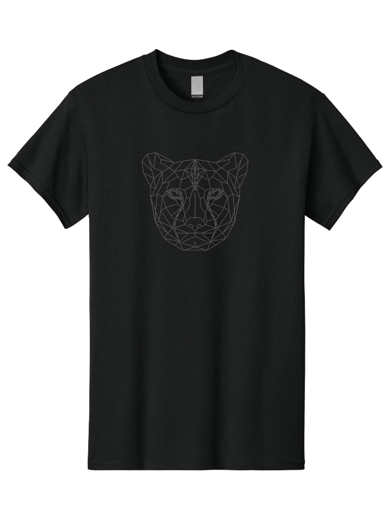 Geometric-Cat-1 Men'S Graphic Tee, 100% Cotton, Comfortable Casual Summer Wear, Machine Washable, Geometric Panther Head, Low Poly Art, Black And White Design, Minimalist Style, Modern Illustration, Abstract Animal Face, - Aaa686