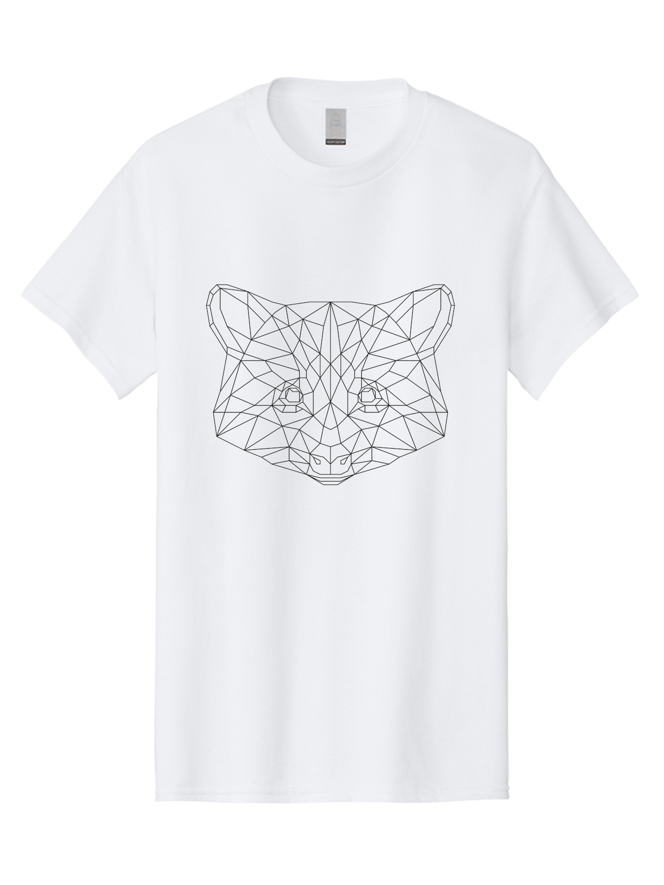 Geometric-Cat-Head Men'S Graphic Tee, 100% Cotton, Comfortable Casual Summer Wear, Machine Washable, Low Poly Cat Face, Geometric Cat Design, Modern Cat Illustration, Abstract Cat Art, Minimalist Cat Graphic, Digital Cat Artwork, - Aaa690