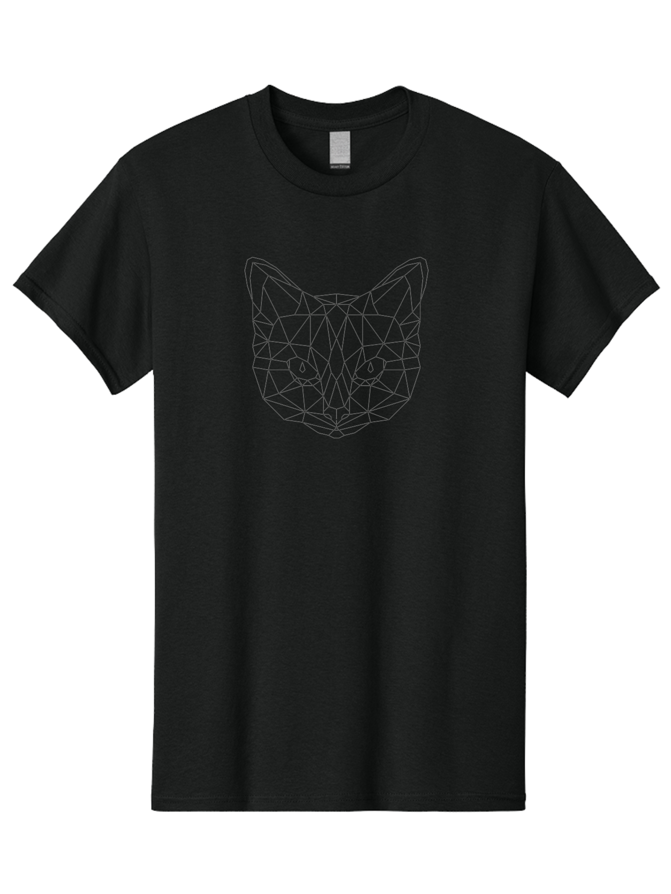 Geometric-Cat Men'S Graphic Tee, 100% Cotton, Comfortable Casual Summer Wear, Machine Washable, Geometric Cat Face, Low Poly Art, Minimalist Design, Modern Illustration, Abstract Animal Portrait, Cat Silhouette, Angular Lines, Cat Eyes - Aaa691