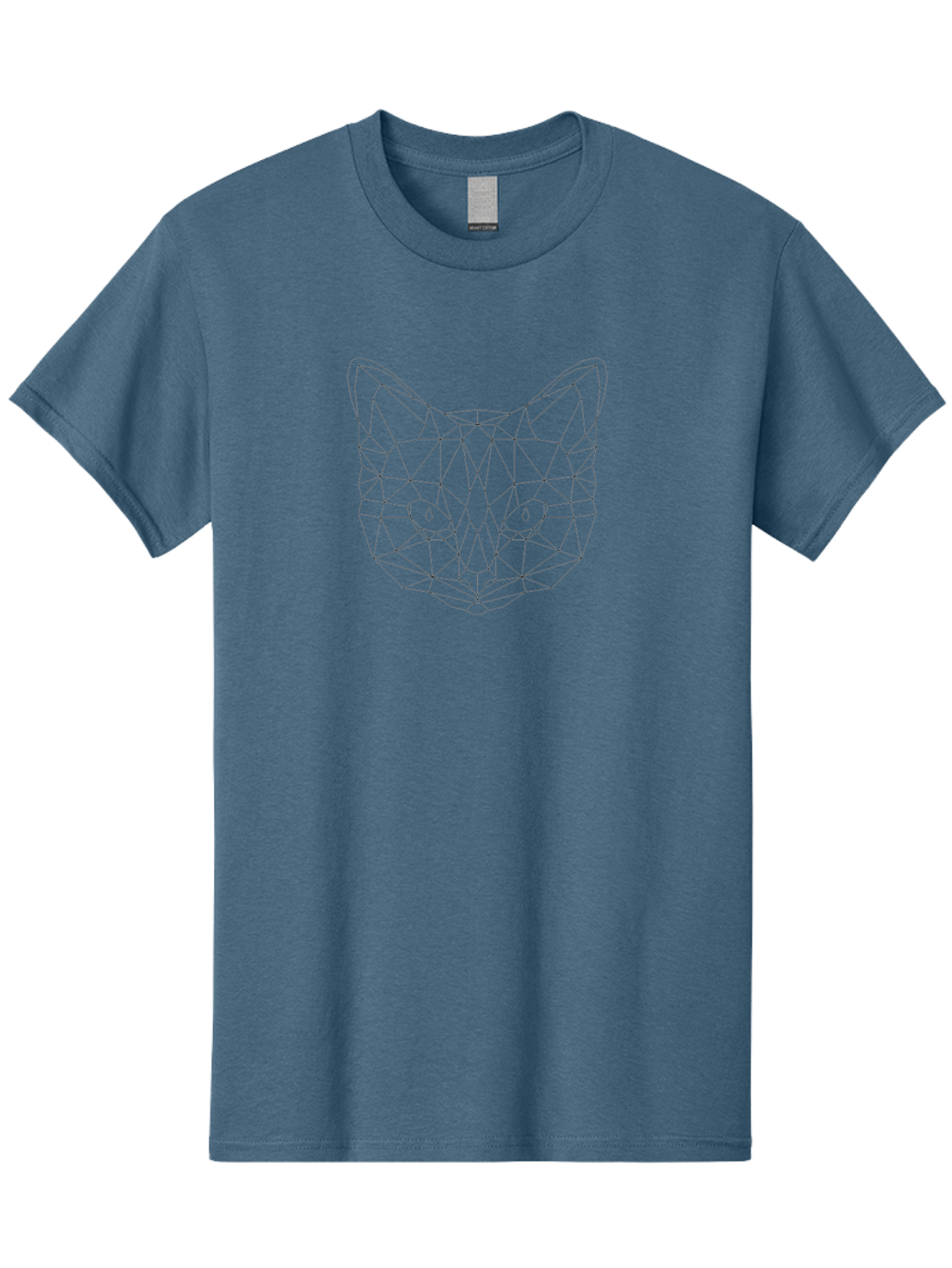 Geometric-Cat Men'S Graphic Tee, 100% Cotton, Comfortable Casual Summer Wear, Machine Washable, Geometric Cat Face, Low Poly Art, Minimalist Design, Modern Illustration, Abstract Animal Portrait, Cat Silhouette, Angular Lines, Cat Eyes - Aaa691