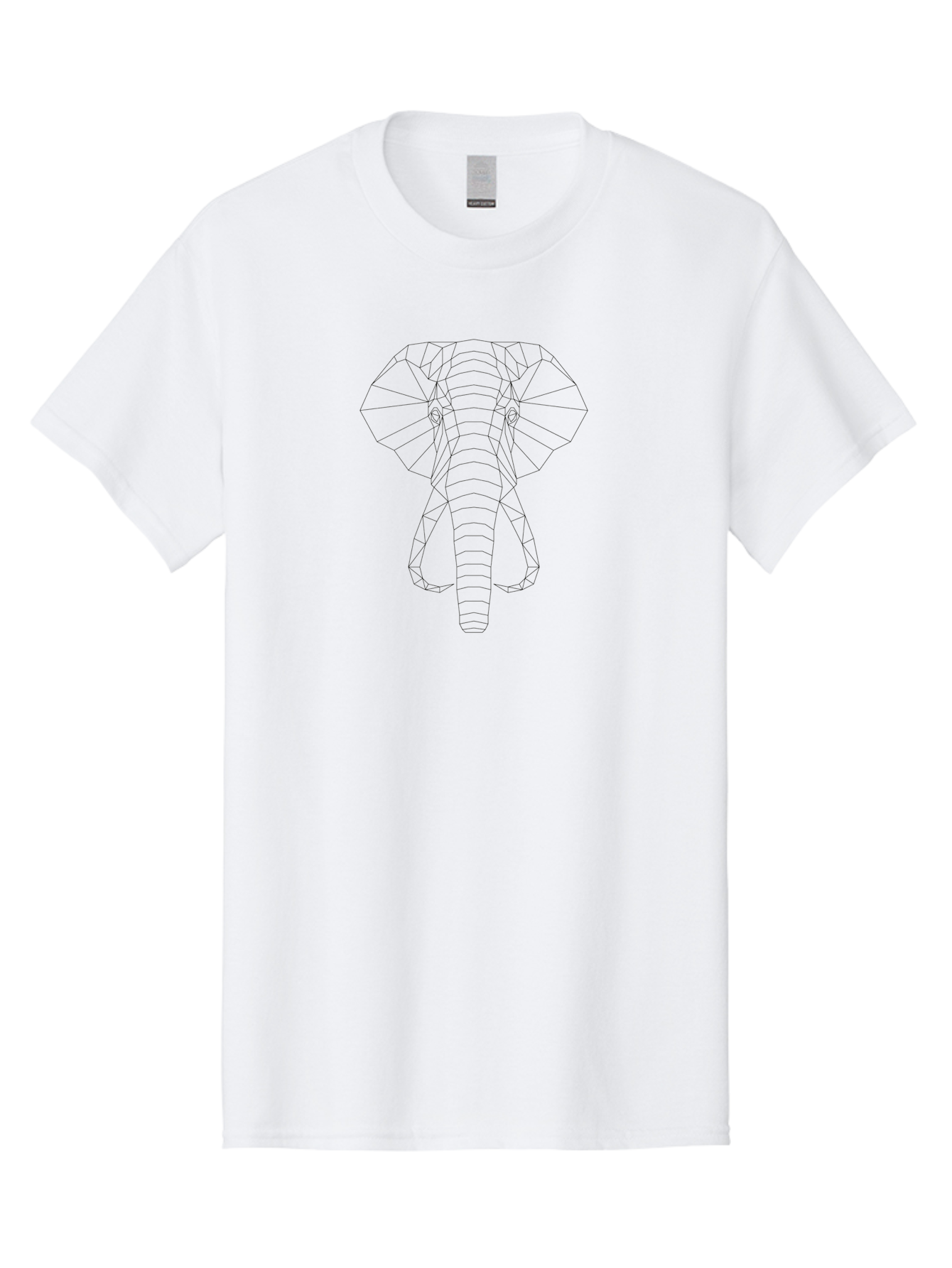 Geometric-Elephant-Head-1 Men'S Graphic Tee, 100% Cotton, Comfortable Casual Summer Wear, Machine Washable, Geometric Elephant Head, Low Poly Art, Minimalist Design, Black And White, Simple Shapes, Stylized Elephant, Modern Illustration, - Aaa694