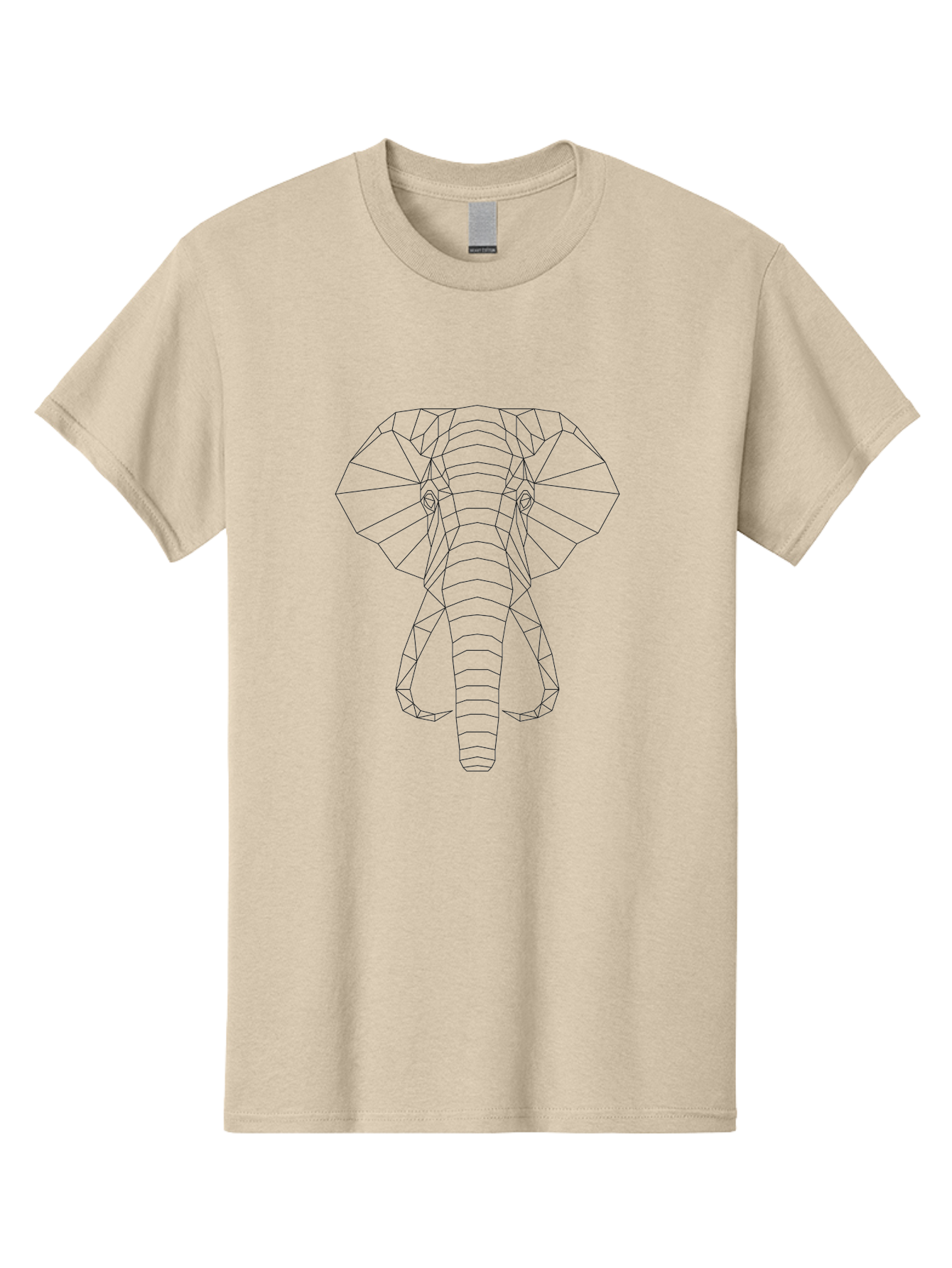 Geometric-Elephant-Head Men'S Graphic Tee, 100% Cotton, Comfortable Casual Summer Wear, Machine Washable, Geometric Elephant, Wireframe Art, Minimalist Design, Abstract Animal, Low Poly, Modern Illustration, Stylized Wildlife, - Aaa695