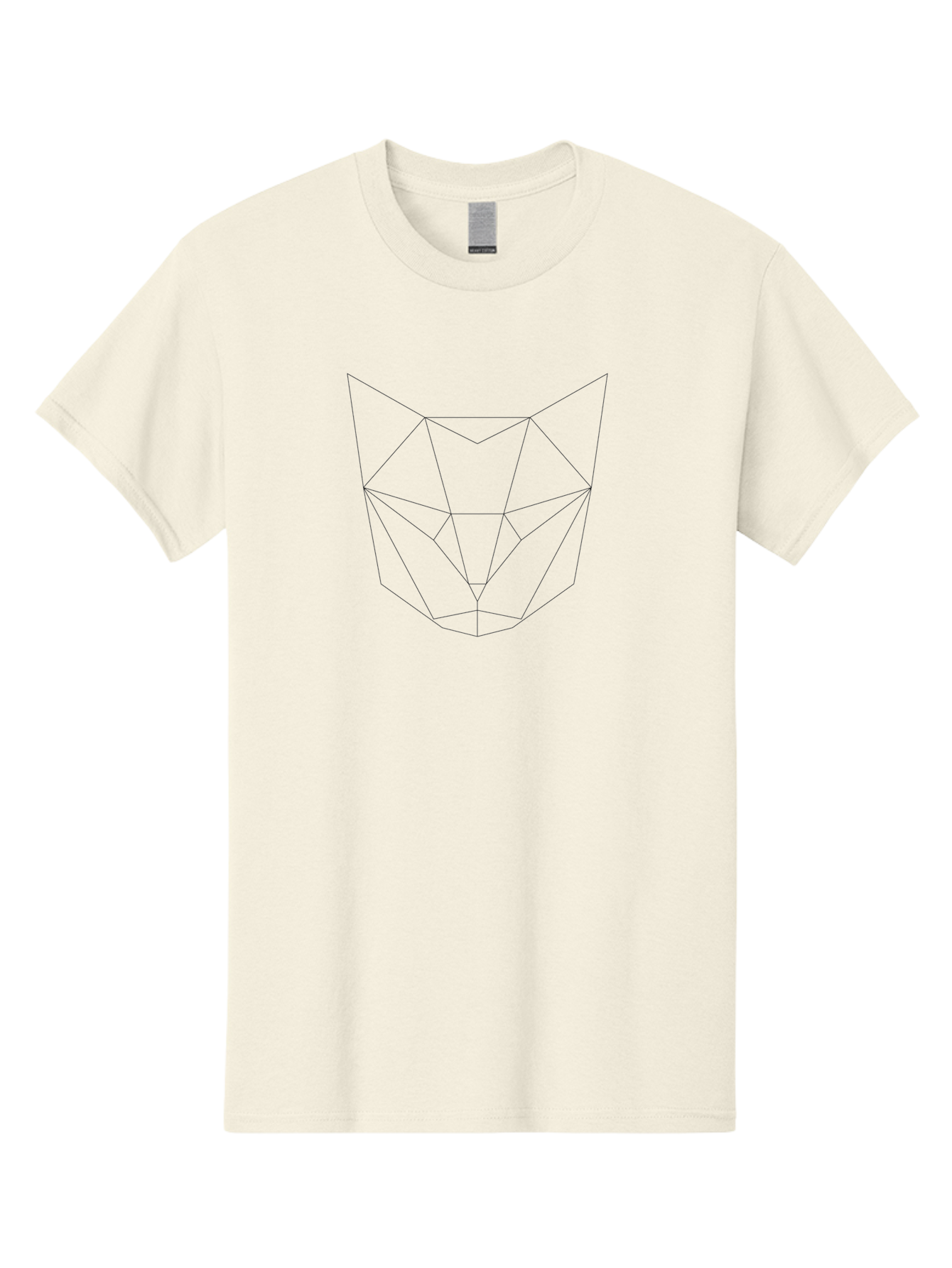 Geometric-Fox-Head Men'S Graphic Tee, 100% Cotton, Comfortable Casual Summer Wear, Machine Washable, Geometric Fox, Polygonal Art, Minimalist Design, Low Poly, Modern Illustration, Abstract Animal, Black Lines - Aaa697