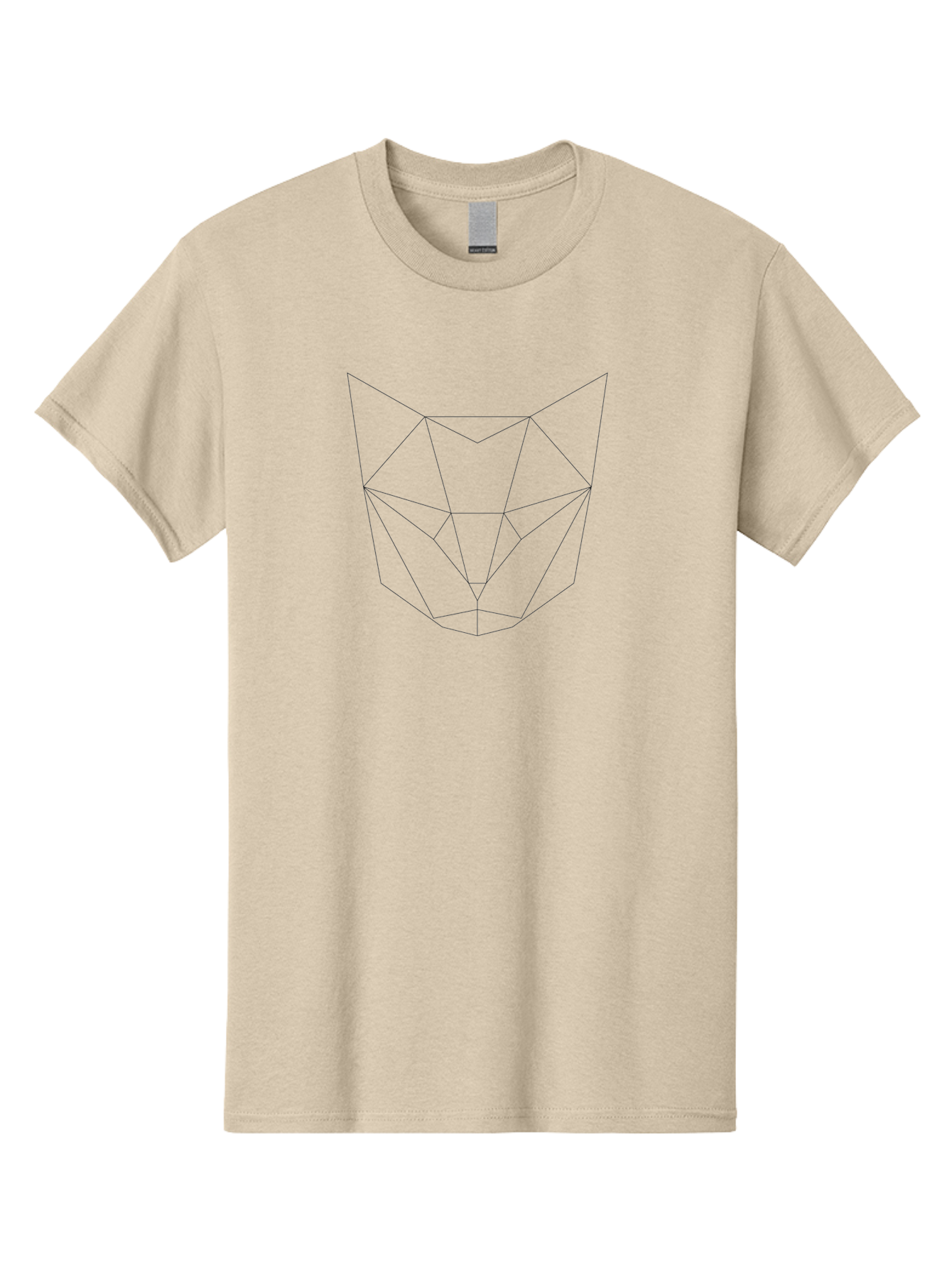 Geometric-Fox-Head Men'S Graphic Tee, 100% Cotton, Comfortable Casual Summer Wear, Machine Washable, Geometric Fox, Polygonal Art, Minimalist Design, Low Poly, Modern Illustration, Abstract Animal, Black Lines - Aaa697