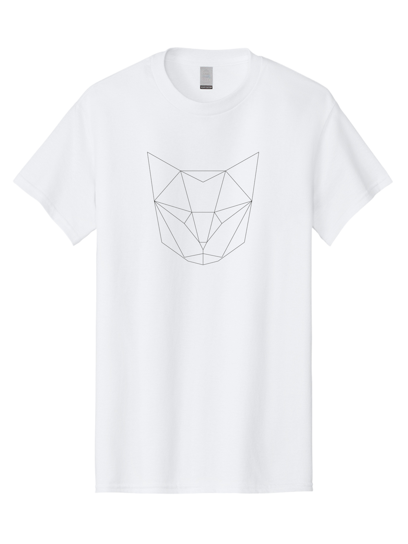 Geometric-Fox-Head Men'S Graphic Tee, 100% Cotton, Comfortable Casual Summer Wear, Machine Washable, Geometric Fox, Polygonal Art, Minimalist Design, Low Poly, Modern Illustration, Abstract Animal, Black Lines - Aaa697