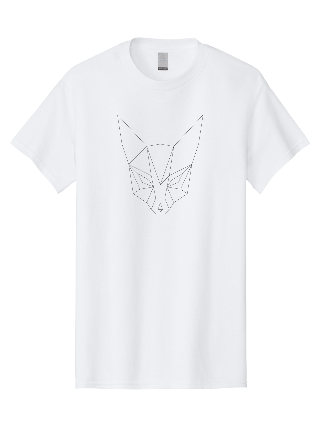 Geometric-Fox Men'S Graphic Tee, 100% Cotton, Comfortable Casual Summer Wear, Machine Washable, Geometric Fox Head, Minimalist Design, Black Lines, Abstract Art, Modern Illustration, Animal Face, Polygonal Shape, Simple Background, - Aaa698