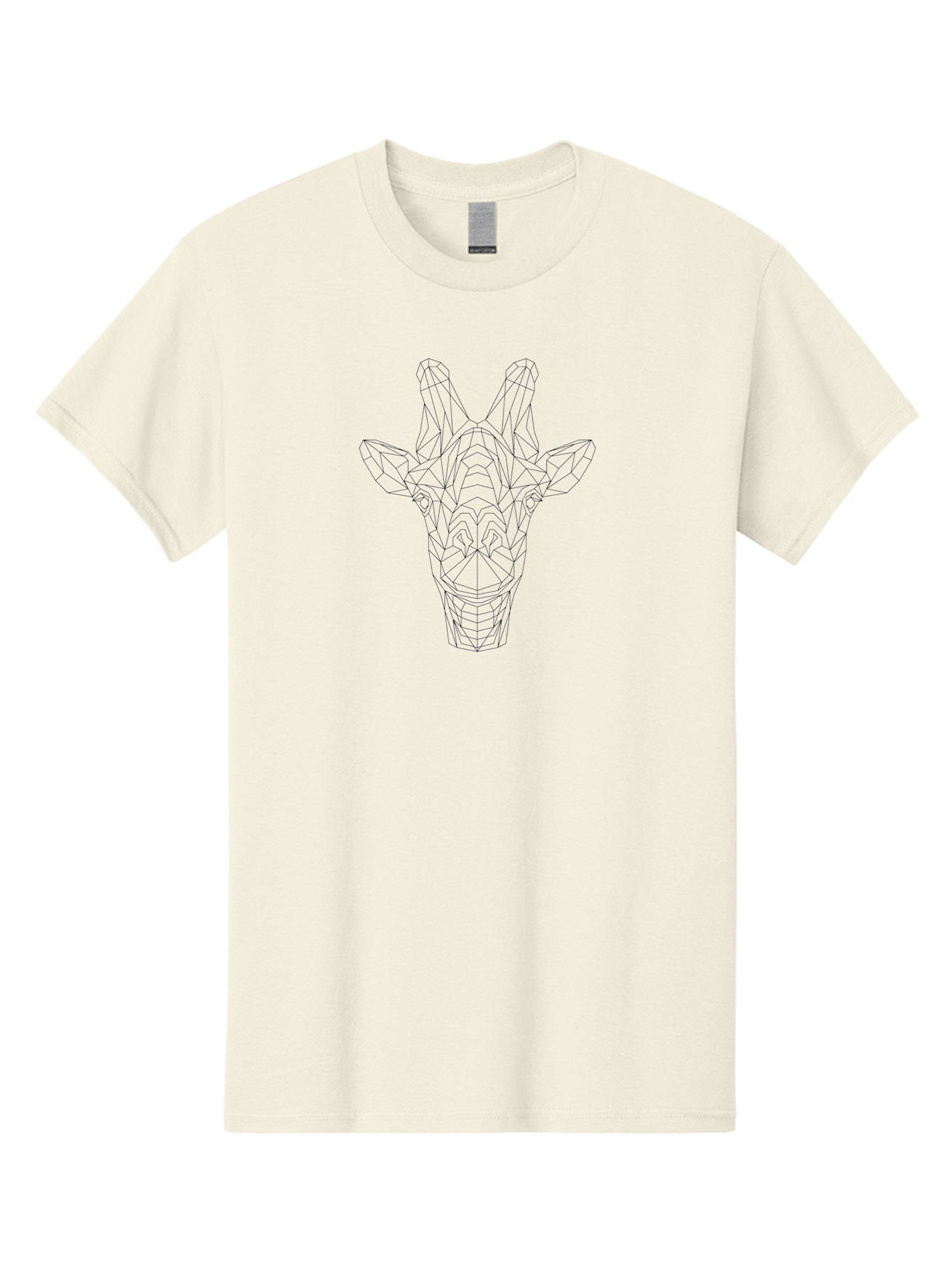 Geometric-Giraffe-Head Men'S Graphic Tee, 100% Cotton, Comfortable Casual Summer Wear, Machine Washable, Low Poly Giraffe Head, Geometric Art, Modern Design, Animal Portrait, Wireframe Style, Minimalist Illustration, Giraffe Illustration, - Aaa699