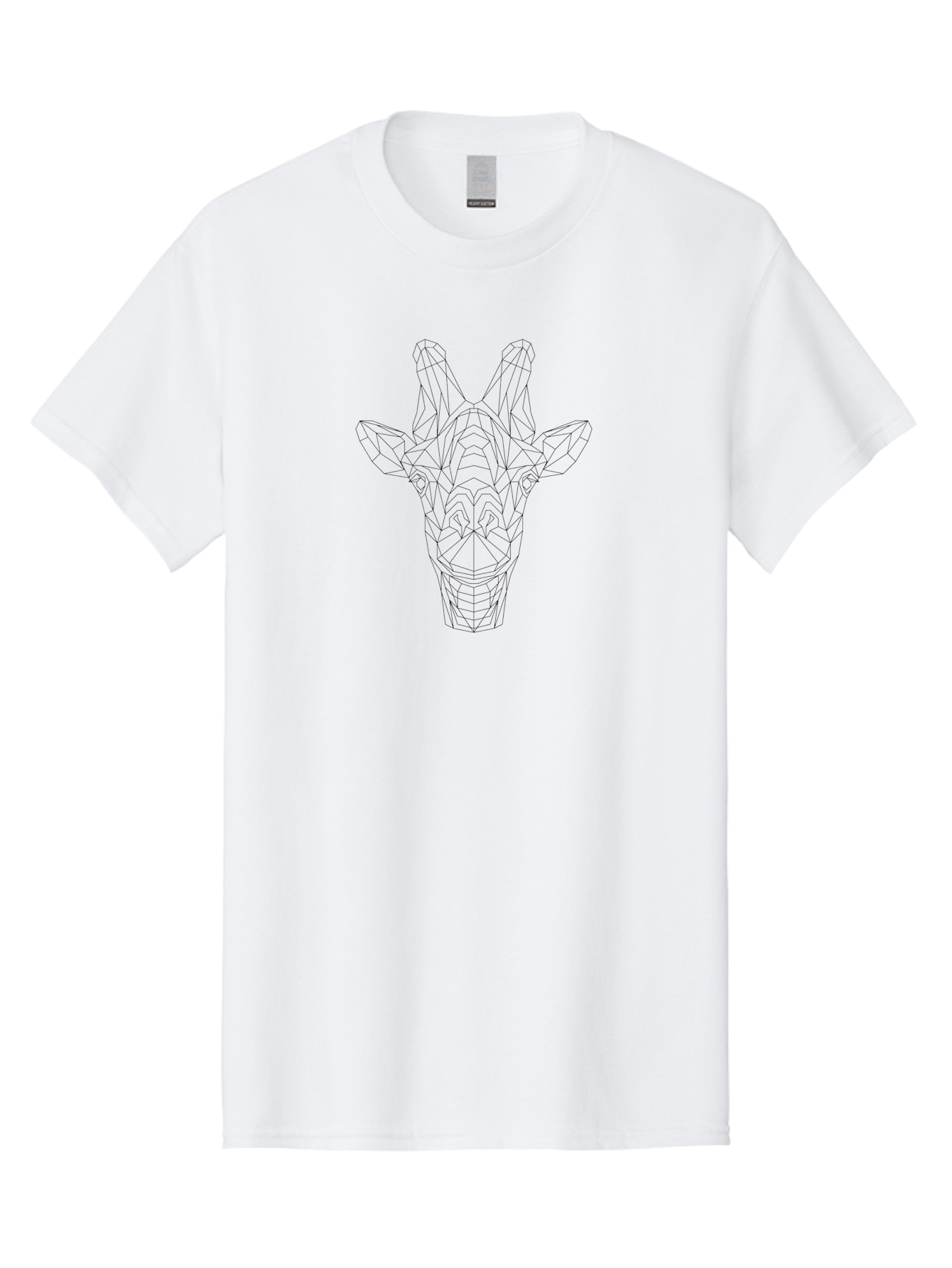 Geometric-Giraffe-Head Men'S Graphic Tee, 100% Cotton, Comfortable Casual Summer Wear, Machine Washable, Low Poly Giraffe Head, Geometric Art, Modern Design, Animal Portrait, Wireframe Style, Minimalist Illustration, Giraffe Illustration, - Aaa699