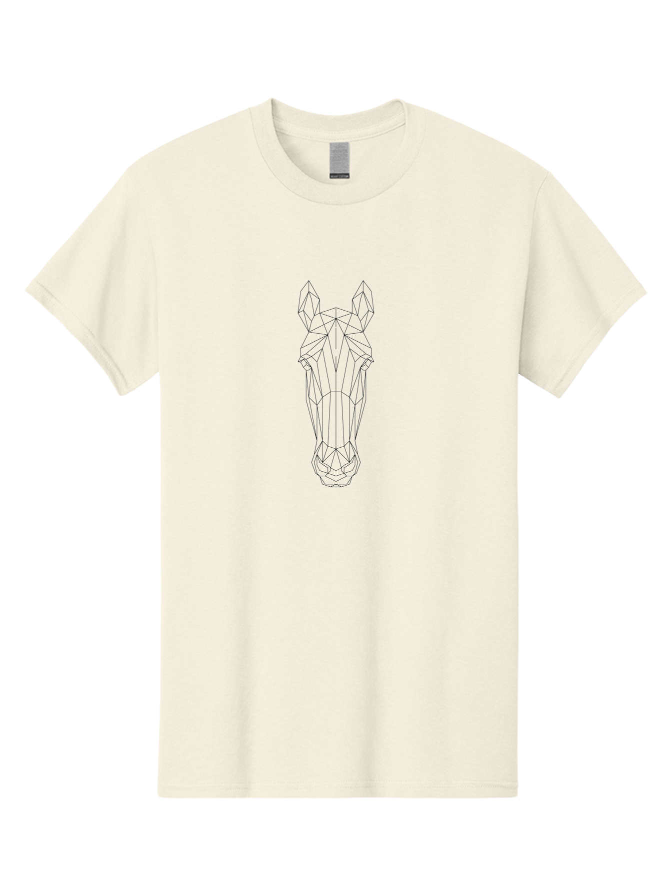 Geometric-Horse-Head-1 Men'S Graphic Tee, 100% Cotton, Comfortable Casual Summer Wear, Machine Washable, Geometric Horse Head, Abstract Art, Modern Design, Minimalist Style, Wireframe Illustration, Animal Portrait, Digital Graphics, - Aaa702