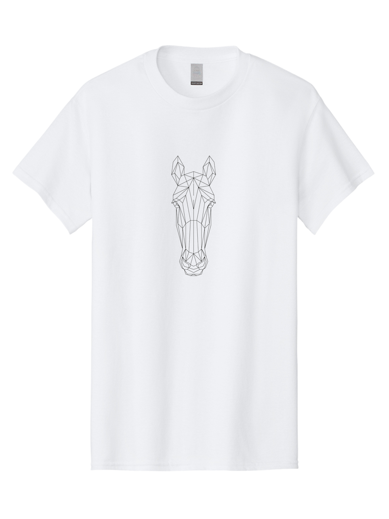 Geometric-Horse-Head-1 Men'S Graphic Tee, 100% Cotton, Comfortable Casual Summer Wear, Machine Washable, Geometric Horse Head, Abstract Art, Modern Design, Minimalist Style, Wireframe Illustration, Animal Portrait, Digital Graphics, - Aaa702
