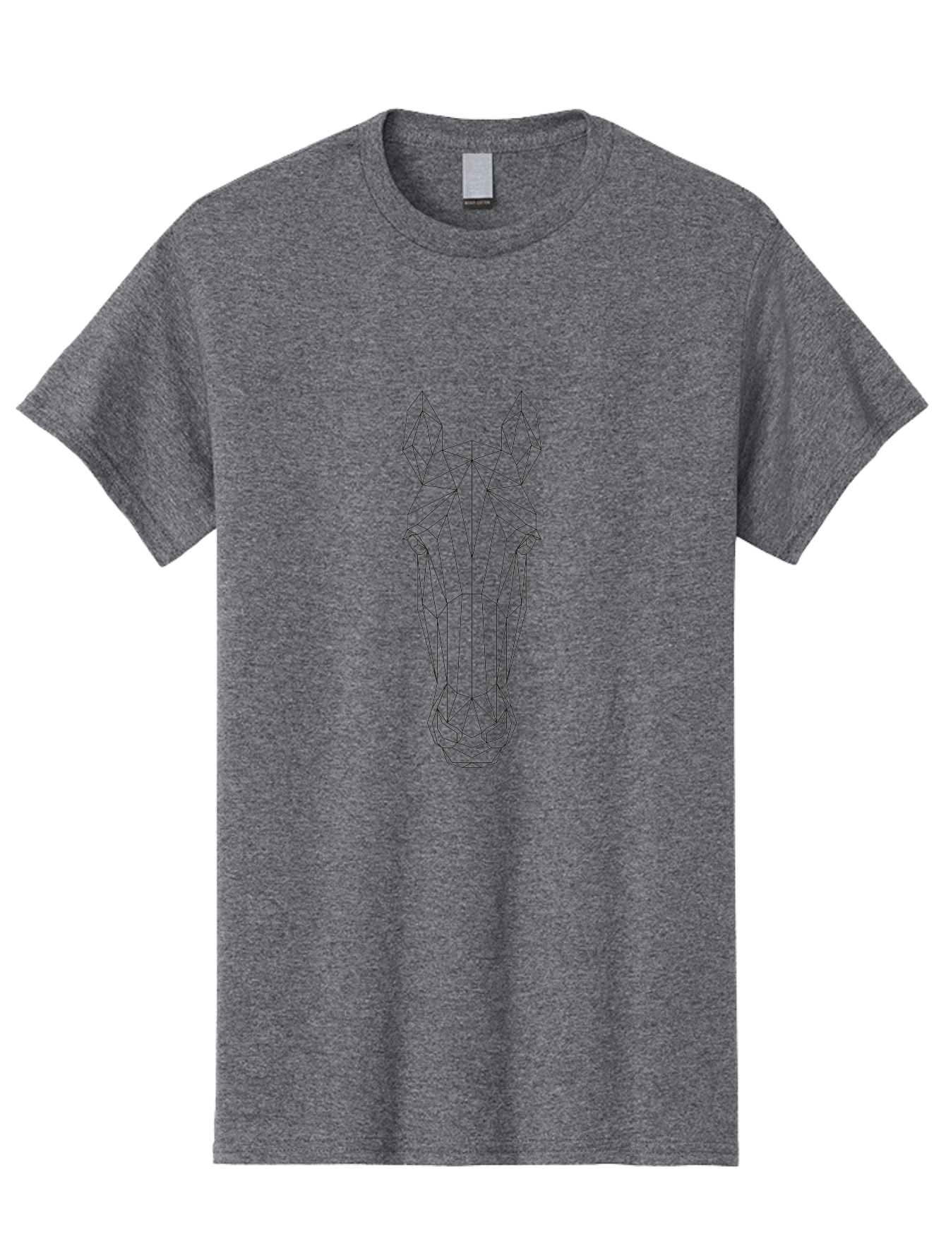 Geometric-Horse-Head Men'S Graphic Tee, 100% Cotton, Comfortable Casual Summer Wear, Machine Washable, Geometric Horse Head, Wireframe Design, Modern Art, Minimalist Style, Abstract Horse, Futuristic Illustration, Polygon Art, Animal Design - Aaa703