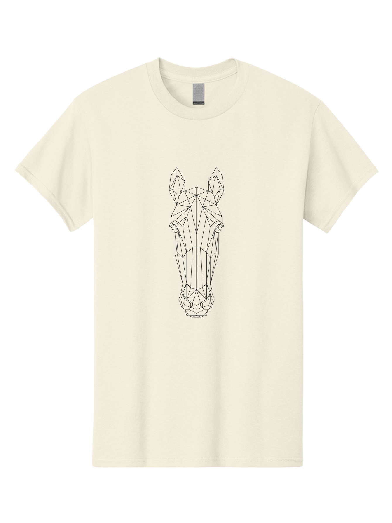 Geometric-Horse-Head Men'S Graphic Tee, 100% Cotton, Comfortable Casual Summer Wear, Machine Washable, Geometric Horse Head, Wireframe Design, Modern Art, Minimalist Style, Abstract Horse, Futuristic Illustration, Polygon Art, Animal Design - Aaa703