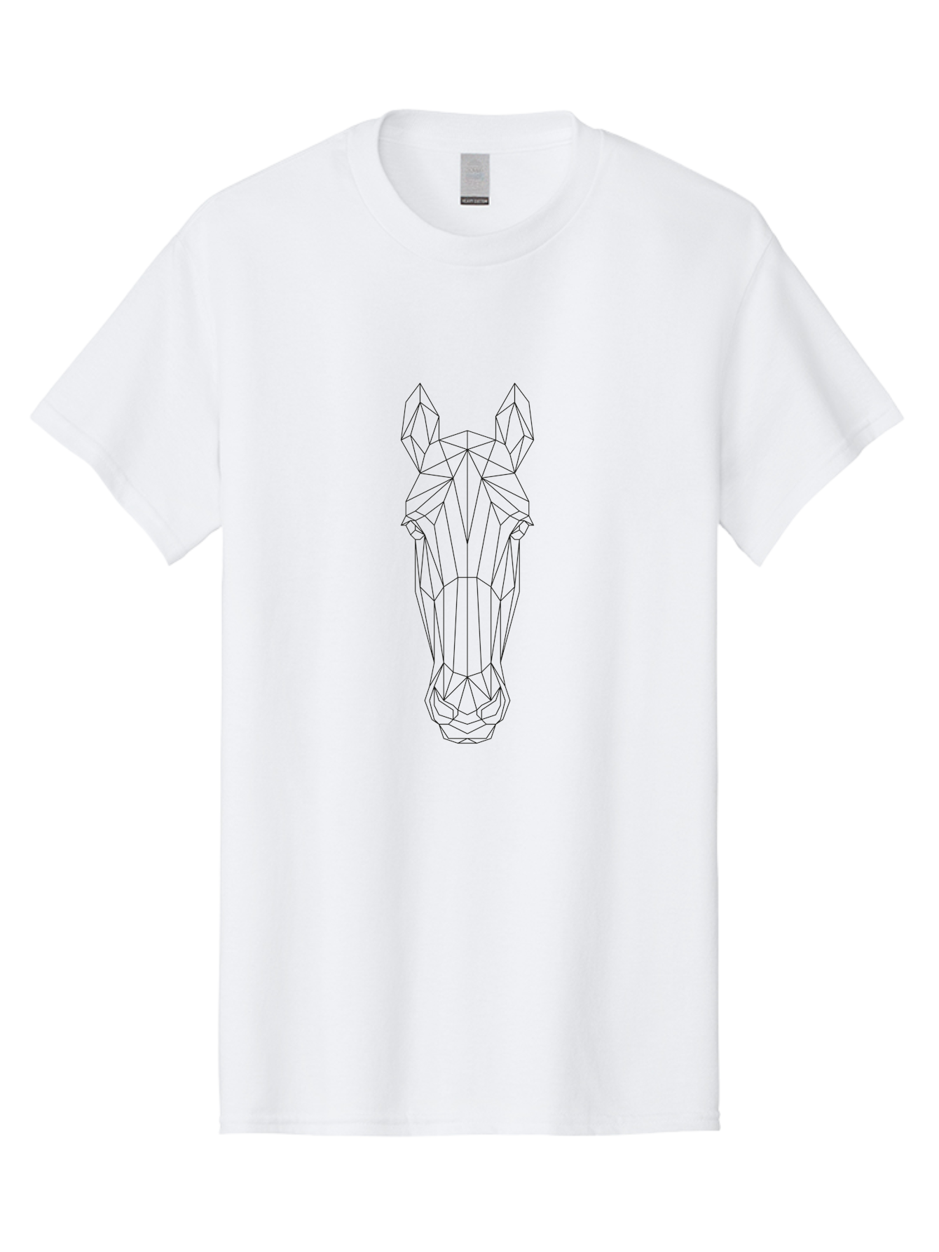 Geometric-Horse-Head Men'S Graphic Tee, 100% Cotton, Comfortable Casual Summer Wear, Machine Washable, Geometric Horse Head, Wireframe Design, Modern Art, Minimalist Style, Abstract Horse, Futuristic Illustration, Polygon Art, Animal Design - Aaa703