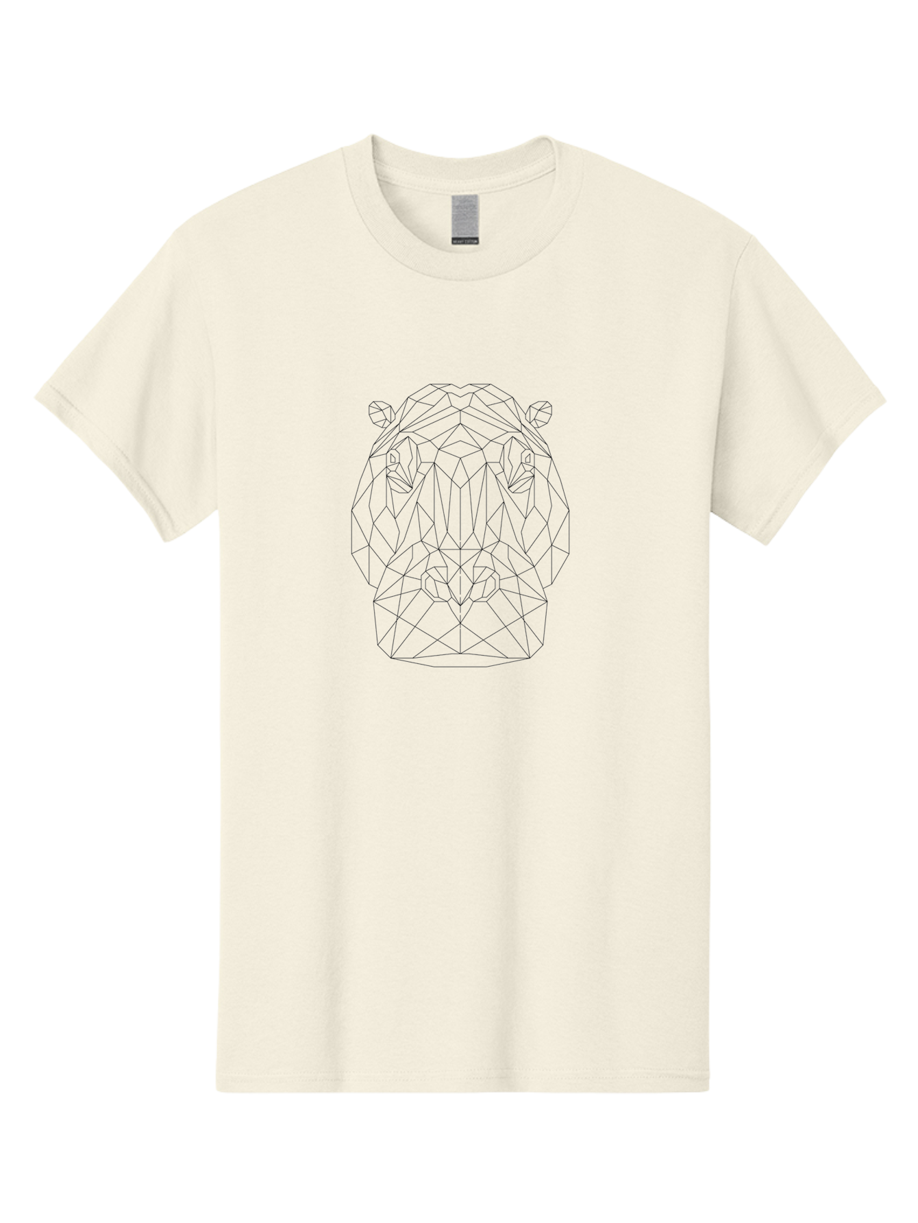 Geometric-Lion-Head Men'S Graphic Tee, 100% Cotton, Comfortable Casual Summer Wear, Machine Washable, Geometric Bear Head, Modern Art, Low Poly Style, Black And White Illustration, Minimalist Design, Abstract Animal Art, Polygon Shapes, - Aaa704