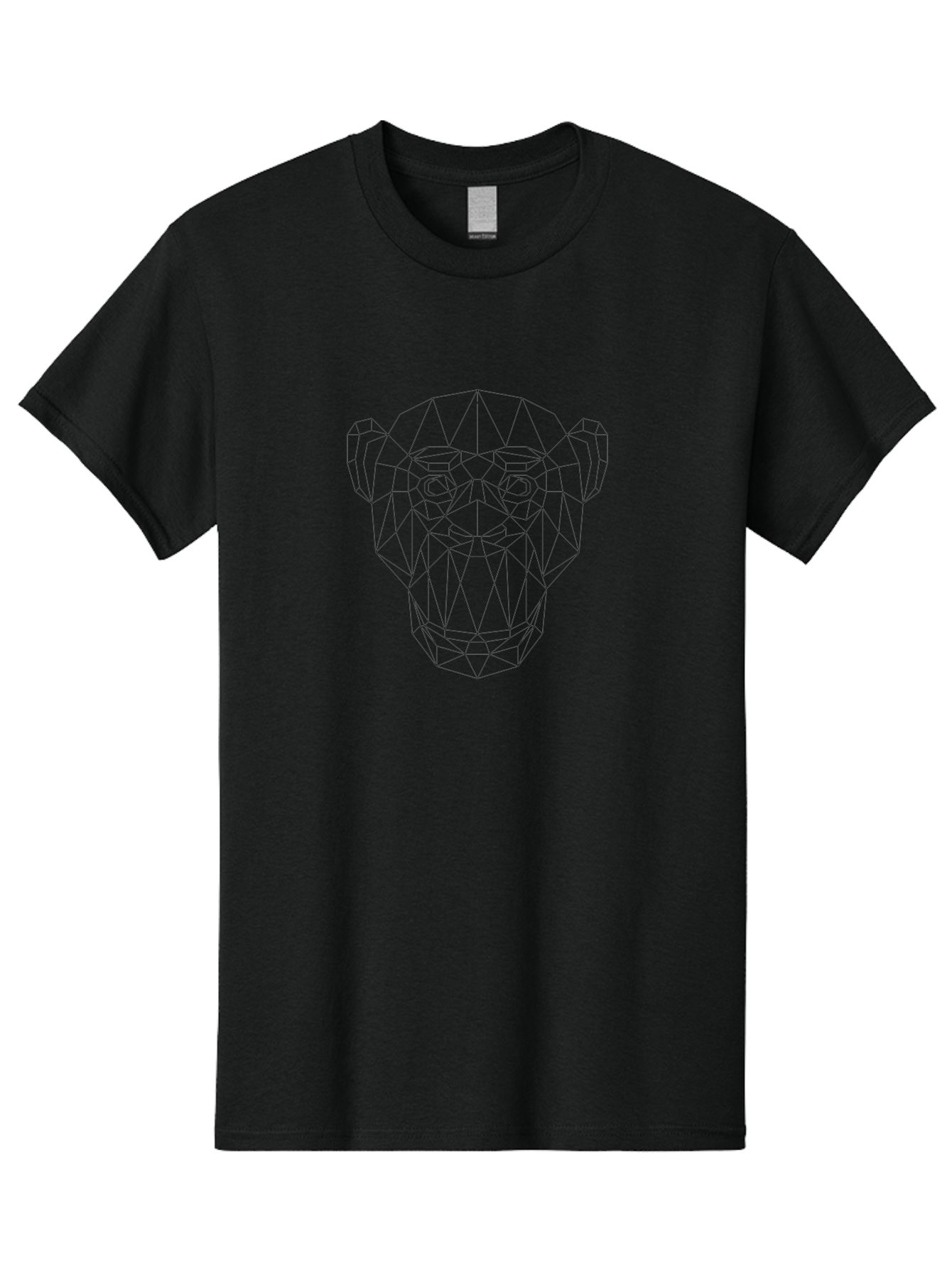 Geometric-Monkey-Face Men'S Graphic Tee, 100% Cotton, Comfortable Casual Summer Wear, Machine Washable, Geometric Art, Monkey Face, Low Poly, Wireframe Design, Abstract Animal, Modern Illustration, Minimalist Style, Digital Artwork, - Aaa705