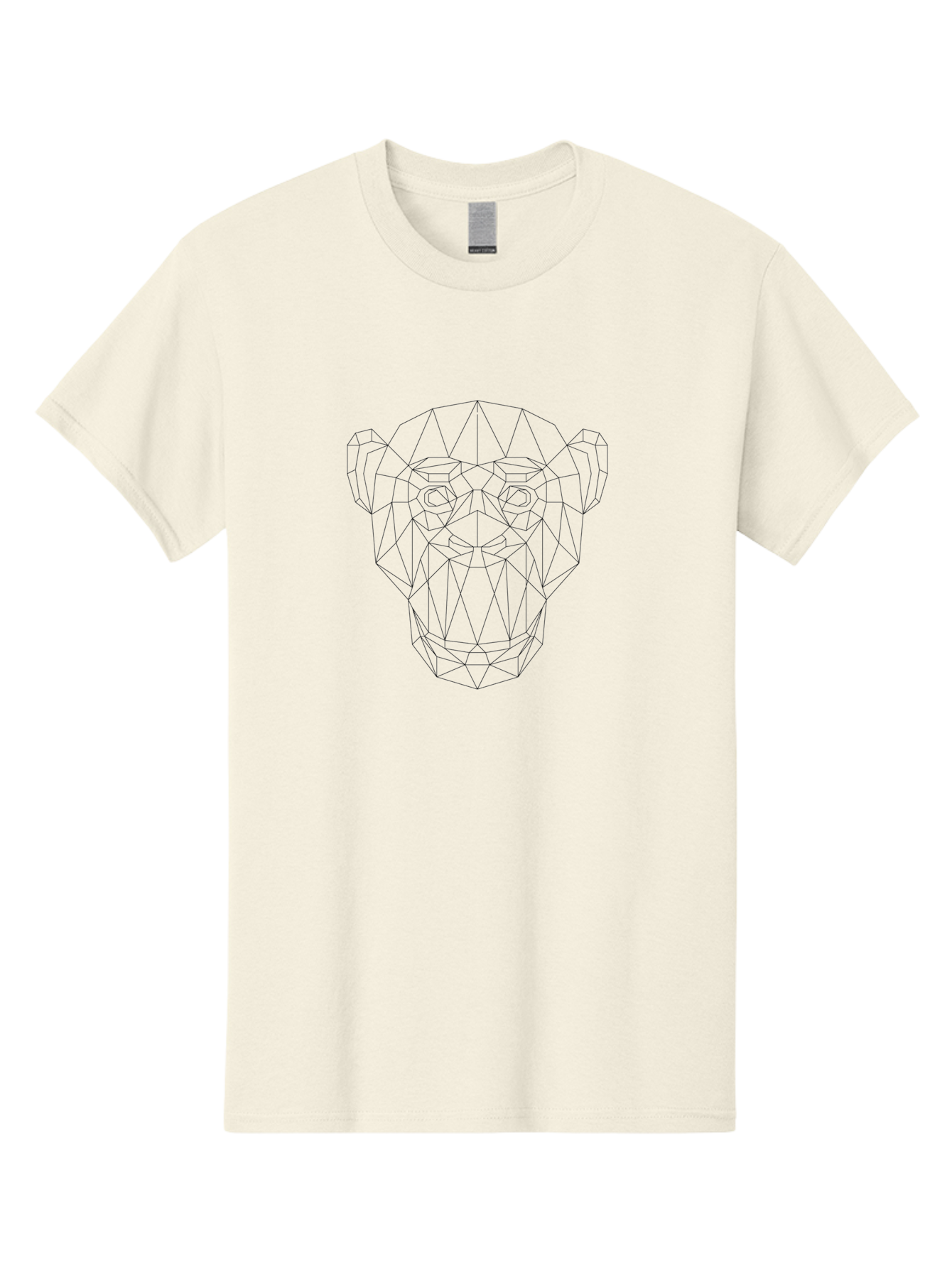 Geometric-Monkey-Face Men'S Graphic Tee, 100% Cotton, Comfortable Casual Summer Wear, Machine Washable, Geometric Art, Monkey Face, Low Poly, Wireframe Design, Abstract Animal, Modern Illustration, Minimalist Style, Digital Artwork, - Aaa705