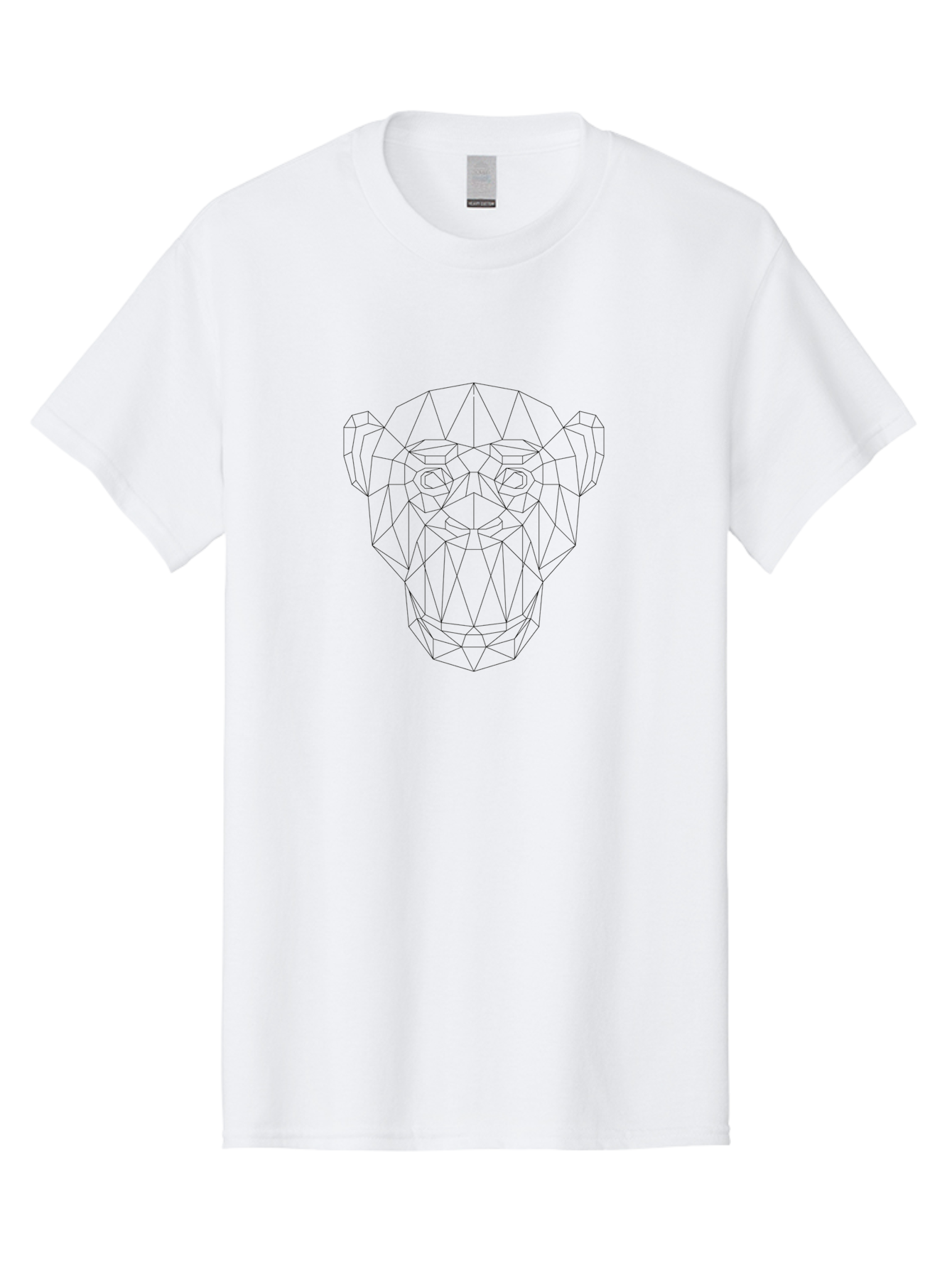 Geometric-Monkey-Face Men'S Graphic Tee, 100% Cotton, Comfortable Casual Summer Wear, Machine Washable, Geometric Art, Monkey Face, Low Poly, Wireframe Design, Abstract Animal, Modern Illustration, Minimalist Style, Digital Artwork, - Aaa705