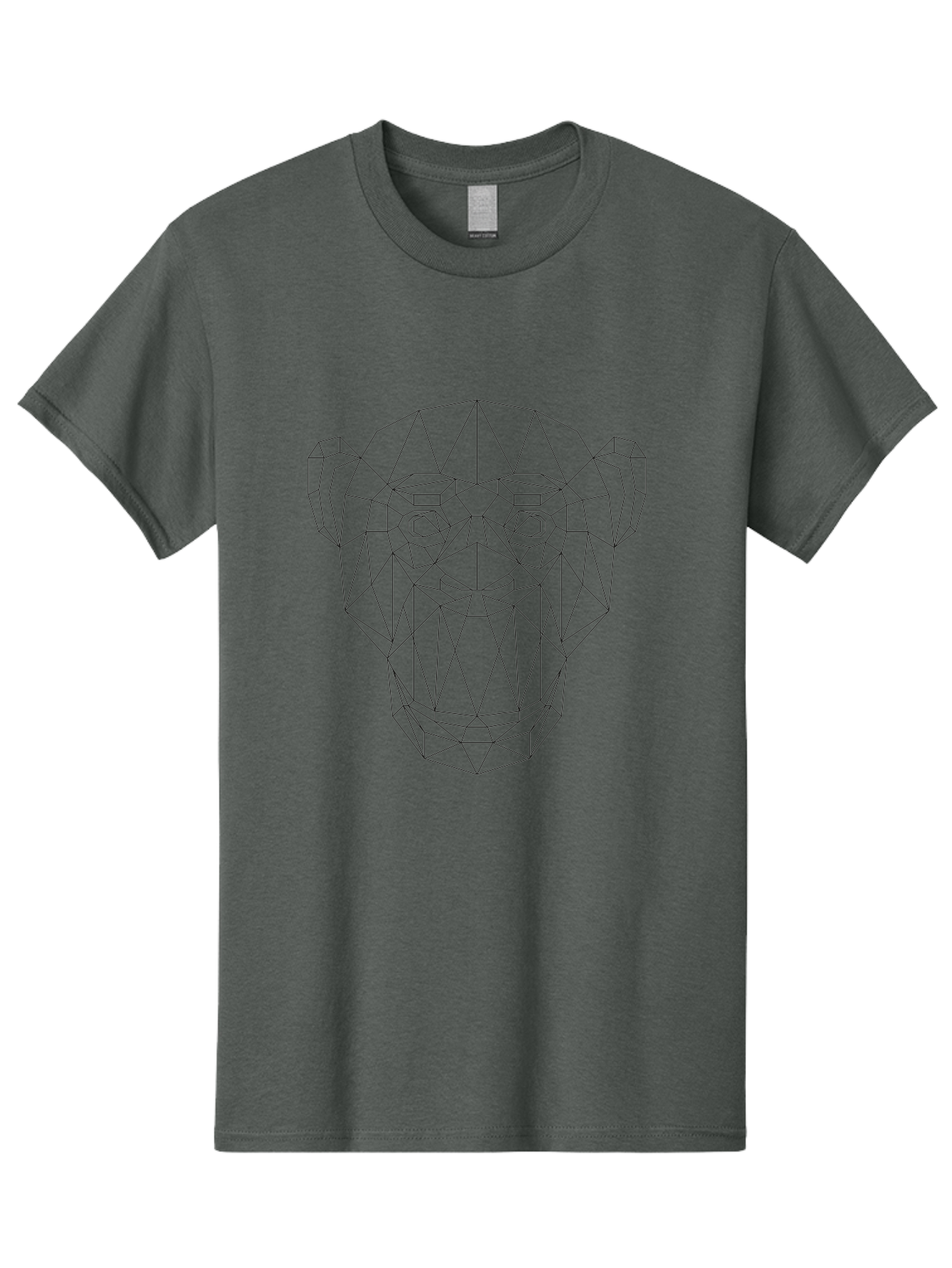 Geometric-Monkey-Head Men'S Graphic Tee, 100% Cotton, Comfortable Casual Summer Wear, Machine Washable, Low Poly Art, Geometric Monkey Face, Wireframe Design, Minimalist Style, Modern Graphics, Abstract Animal, Digital Illustration, - Aaa706