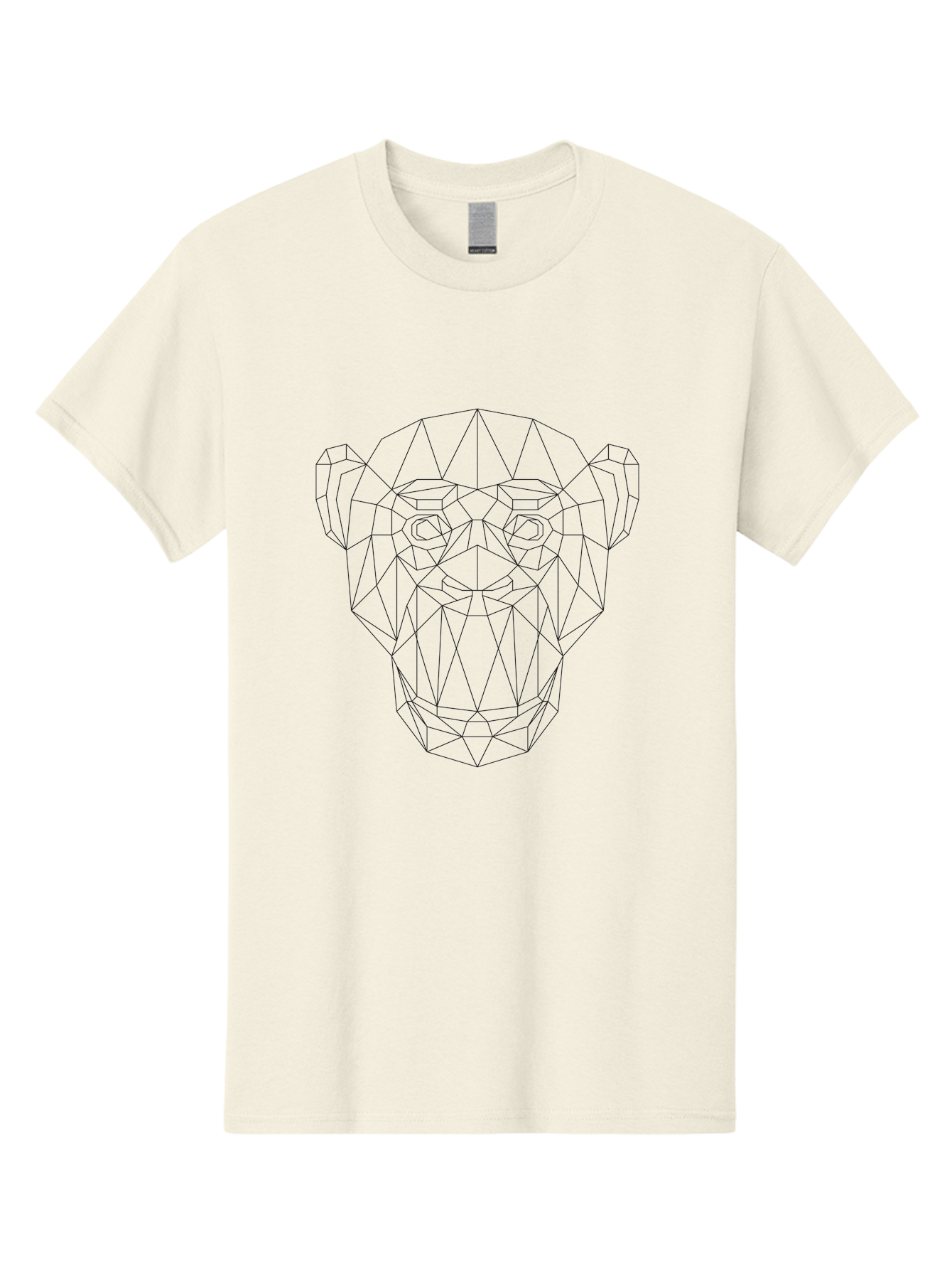 Geometric-Monkey-Head Men'S Graphic Tee, 100% Cotton, Comfortable Casual Summer Wear, Machine Washable, Low Poly Art, Geometric Monkey Face, Wireframe Design, Minimalist Style, Modern Graphics, Abstract Animal, Digital Illustration, - Aaa706