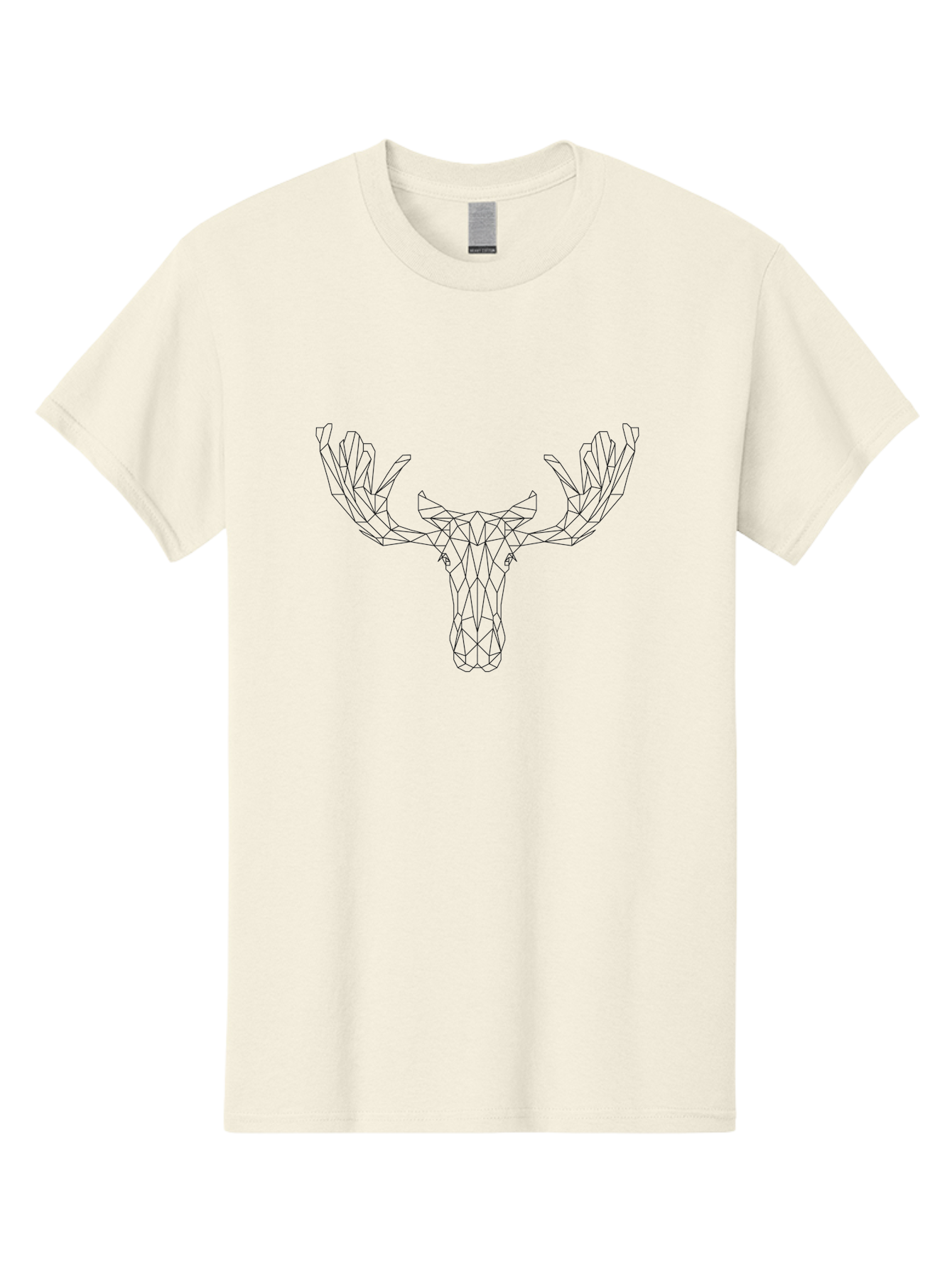 Geometric-Moose-Head Men'S Graphic Tee, 100% Cotton, Comfortable Casual Summer Wear, Machine Washable, Geometric Moose Head, Low Poly Art, Wireframe Design, Minimalist Style, Modern Graphics, Animal Illustration, Abstract Art - Aaa707