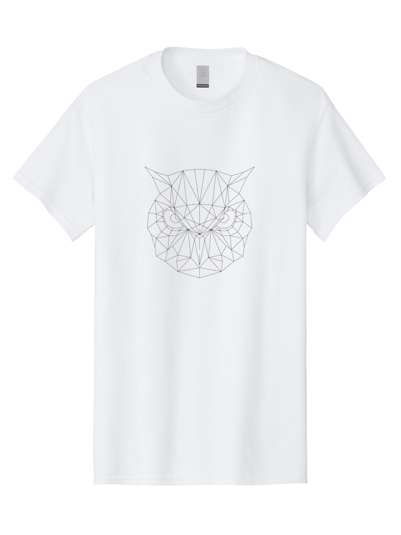 Geometric-Owl Men'S Graphic Tee, 100% Cotton, Comfortable Casual Summer Wear, Machine Washable, Geometric Owl, Low Poly Art, Owl Face, Abstract Animal, Modern Illustration, Minimalist Design, Black And White Graphics, Angular Shapes, - Aaa708