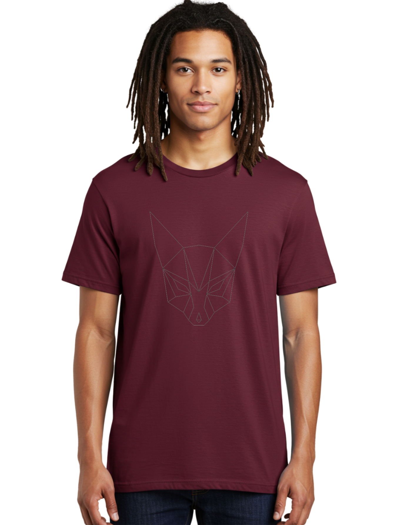 Geometric-Wolf-Head-1 Men'S Graphic Tee, 100% Cotton, Comfortable Casual Summer Wear, Machine Washable, Geometric Wolf, Low Poly Art, Modern Design, Minimalist Style, Wolf Face, Abstract Animal, Futuristic Graphics, Digital Illustration, -  Aaa713