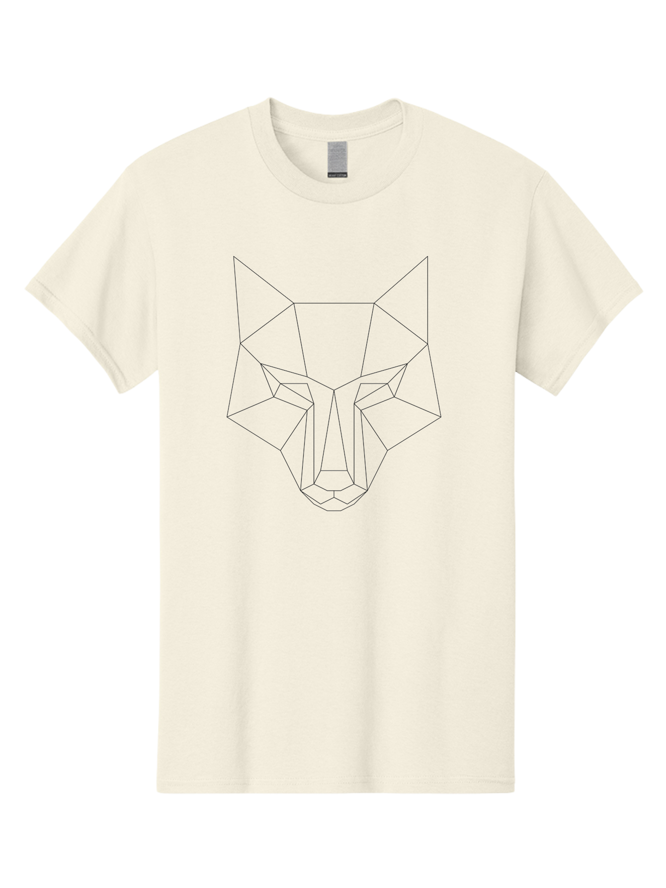 Geometric-Wolf-Head-4 Men'S Graphic Tee, 100% Cotton, Comfortable Casual Summer Wear, Machine Washable, Geometric Art, Wolf Face, Low Poly, Modern Design, Minimalist Style, Black Lines, Abstract Animal, Wildlife Inspiration, -  Aaa716