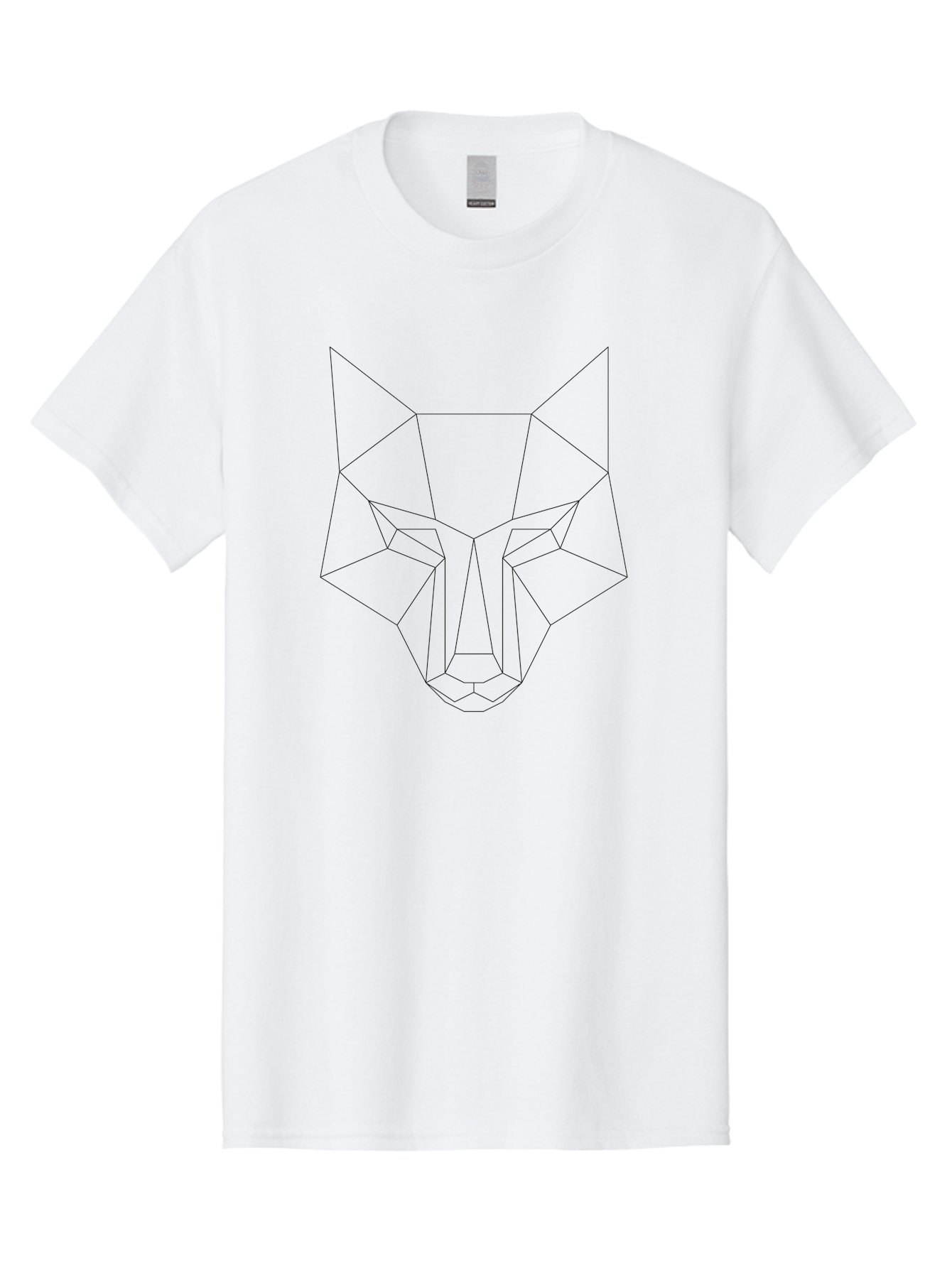 Geometric-Wolf-Head-4 Men'S Graphic Tee, 100% Cotton, Comfortable Casual Summer Wear, Machine Washable, Geometric Art, Wolf Face, Low Poly, Modern Design, Minimalist Style, Black Lines, Abstract Animal, Wildlife Inspiration, -  Aaa716