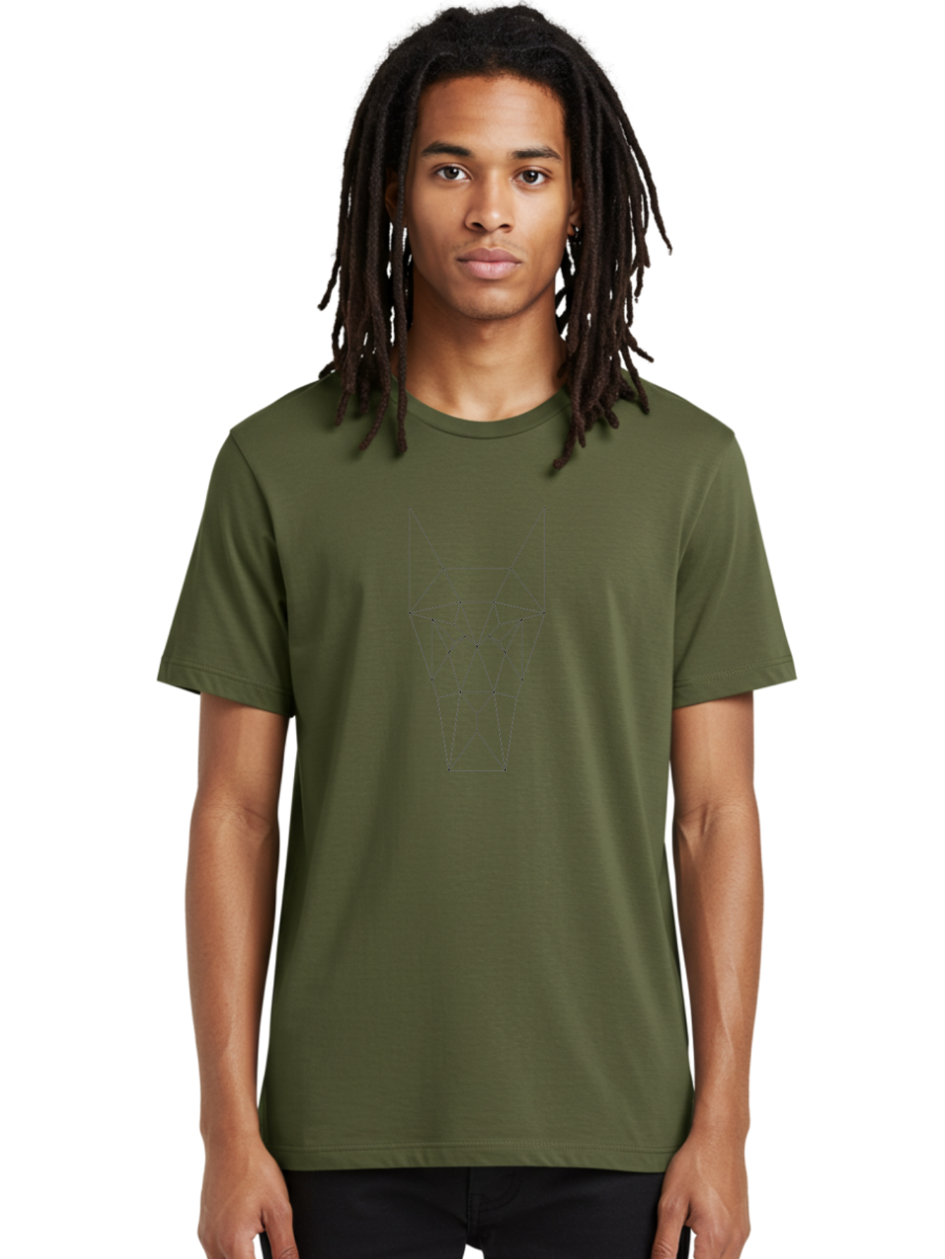 geometric wolf head, minimalist line art, abstract animal design, modern illustration, low-poly art, wireframe style, simple shapes, faceted form