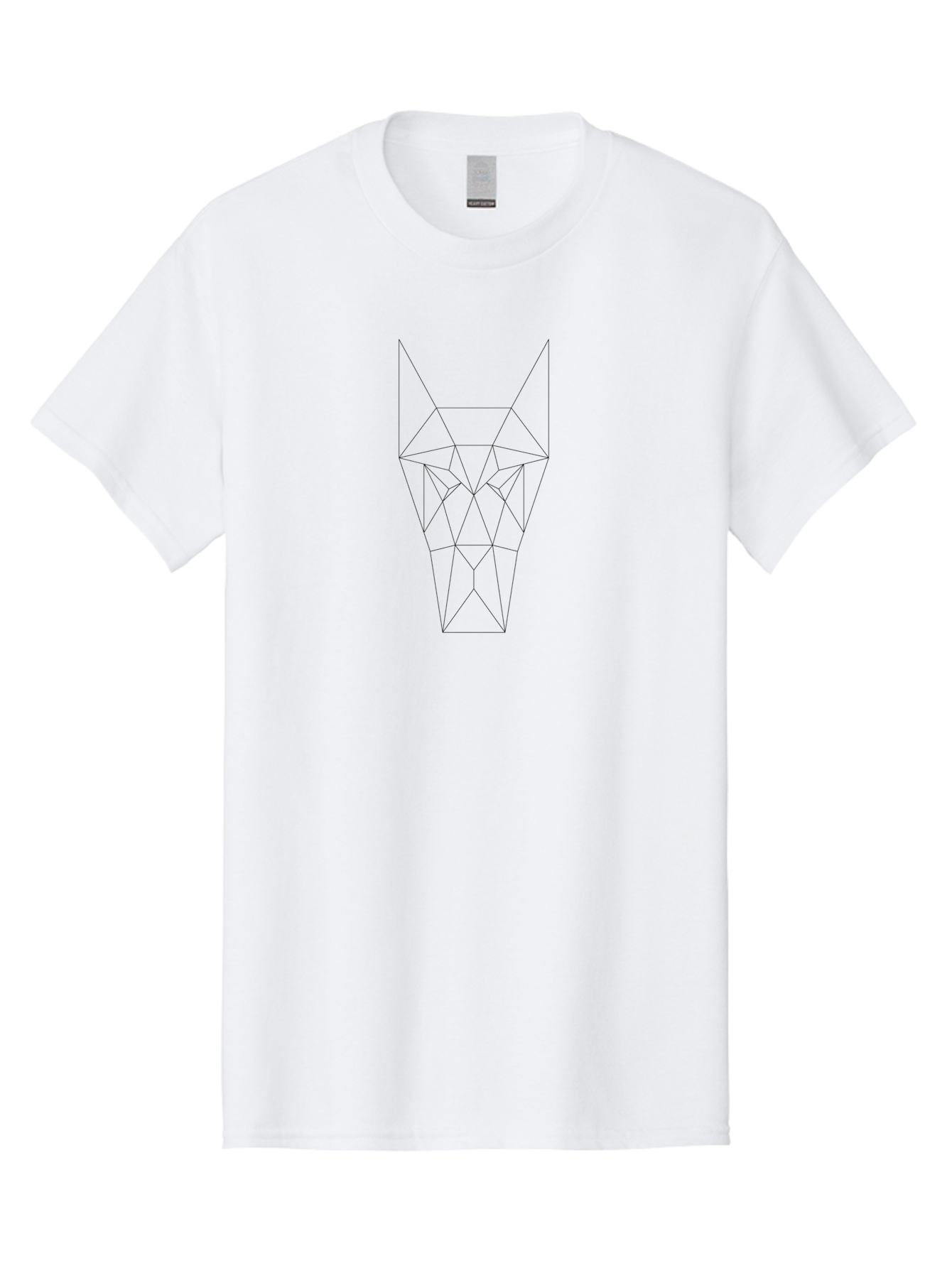 Geometric-Wolf-Head-5 Men'S Graphic Tee, 100% Cotton, Comfortable Casual Summer Wear, Machine Washable, Geometric Wolf Head, Minimalist Line Art, Abstract Animal Design, Modern Illustration, Low-Poly Art, Wireframe Style, Simple Shapes, - Aaa717