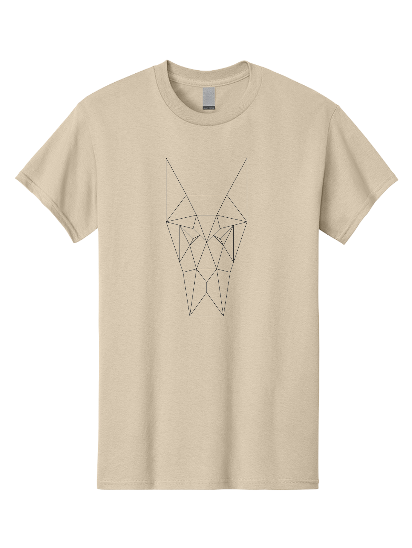 Geometric-Wolf-Head Men'S Graphic Tee, 100% Cotton, Comfortable Casual Summer Wear, Machine Washable, Geometric Wolf, Modern Art, Abstract Animal Design, Minimalist Style, Low-Poly Art, Futuristic Graphics, Polygonal Shape, - Aaa718