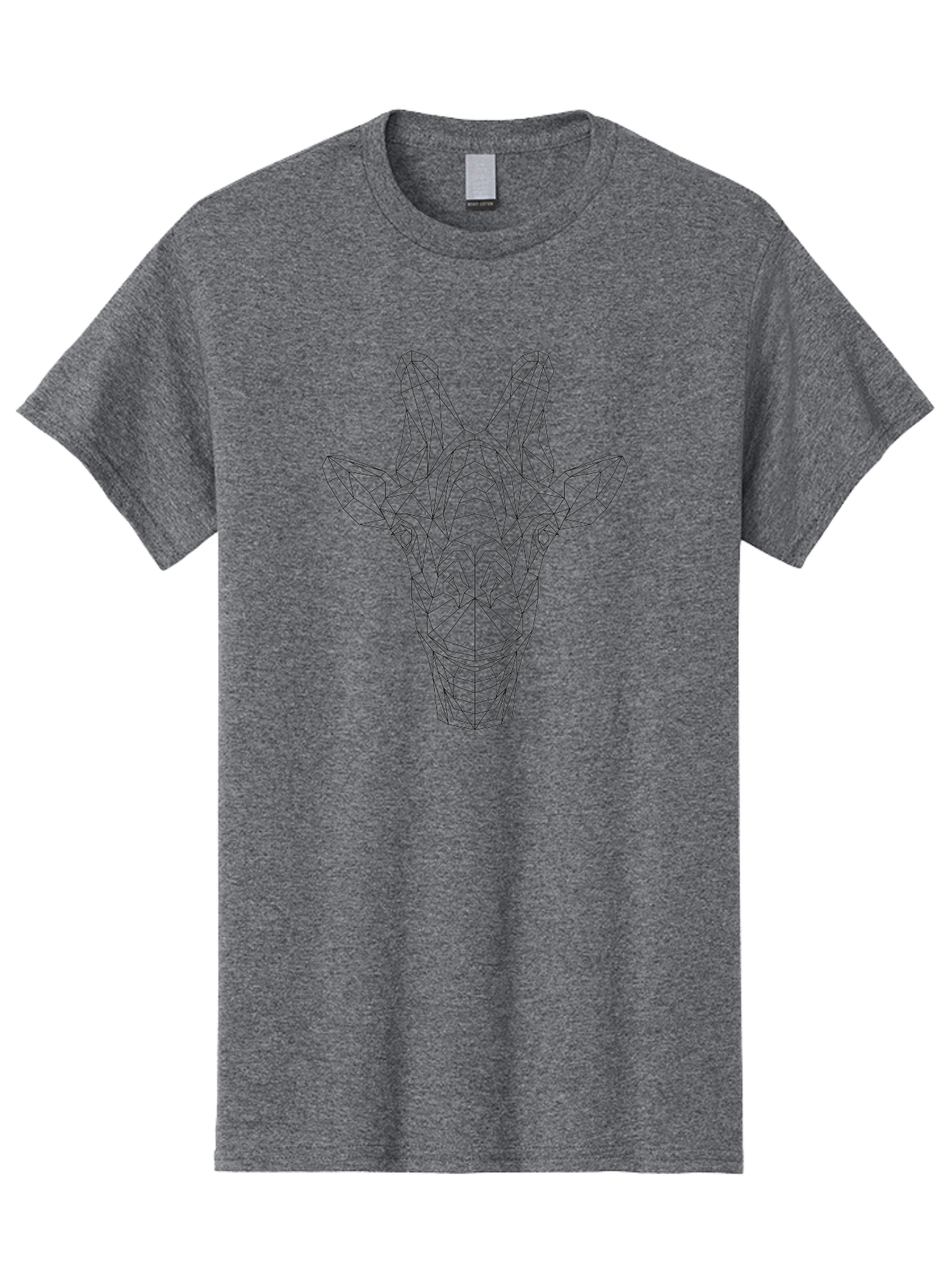 Giraffe-Head Men'S Graphic Tee, 100% Cotton, Comfortable Casual Summer Wear, Machine Washable, Giraffe Head, Wireframe Design, Low Poly Art, Minimalist Style, Animal Portrait, Geometric Shapes, Modern Graphic, Digital Illustration, - Aaa719