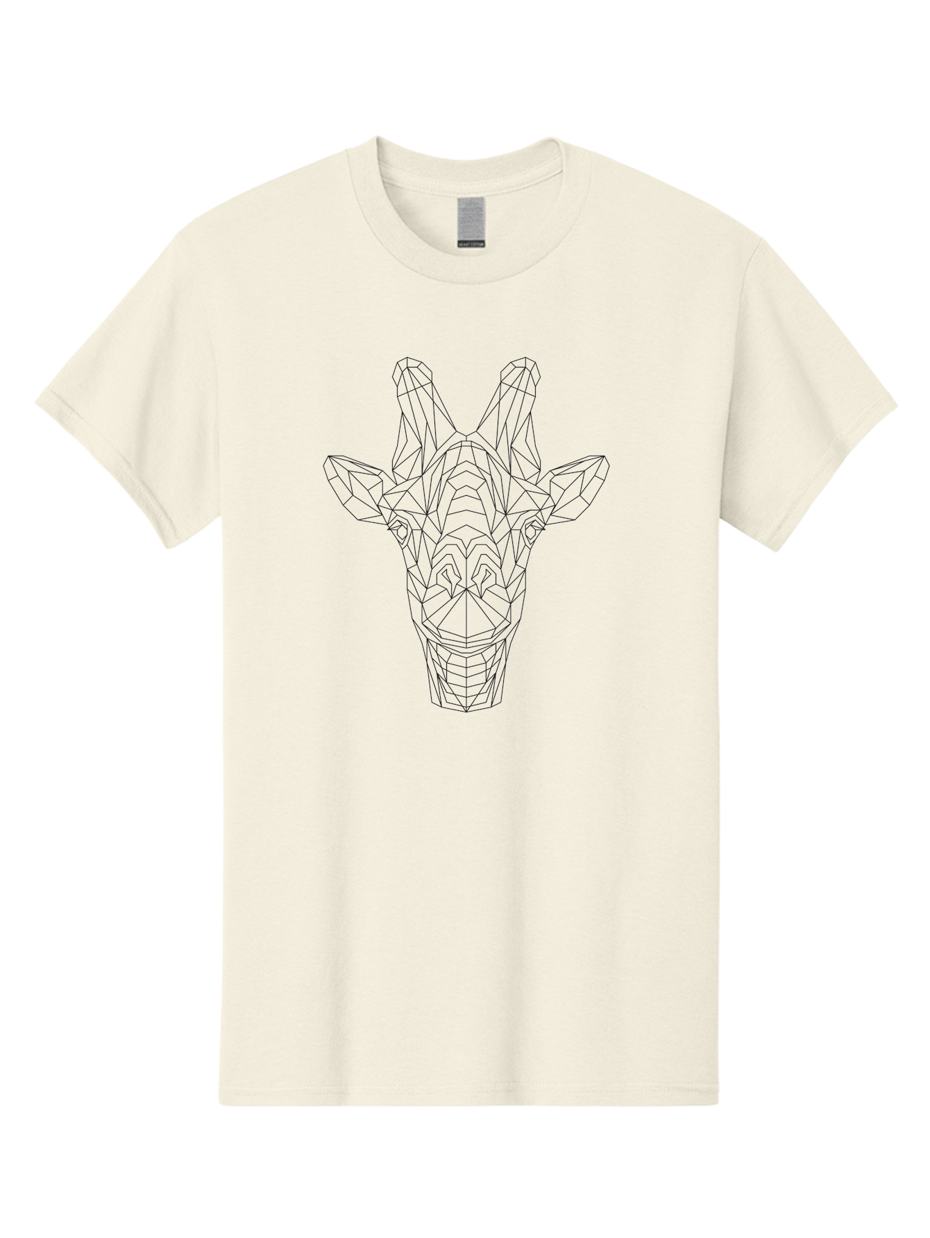 Giraffe-Head Men'S Graphic Tee, 100% Cotton, Comfortable Casual Summer Wear, Machine Washable, Giraffe Head, Wireframe Design, Low Poly Art, Minimalist Style, Animal Portrait, Geometric Shapes, Modern Graphic, Digital Illustration, - Aaa719