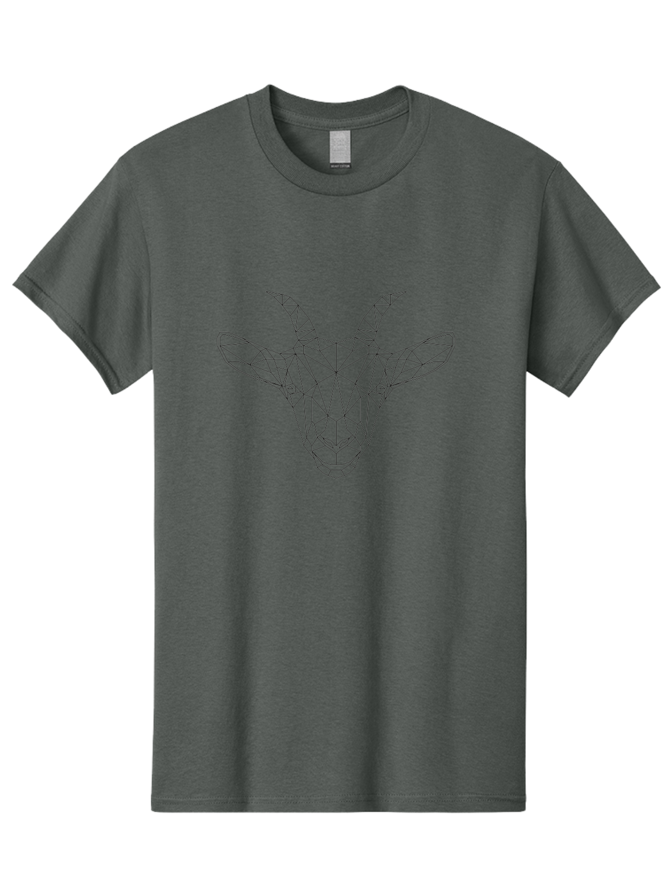 Goat-Head Men'S Graphic Tee, 100% Cotton, Comfortable Casual Summer Wear, Machine Washable, Geometric Goat Head, Polygonal Art, Wireframe Design, Abstract Animal, Modern Illustration, Futuristic Style, Minimalist Graphics, Digital Art - Aaa720