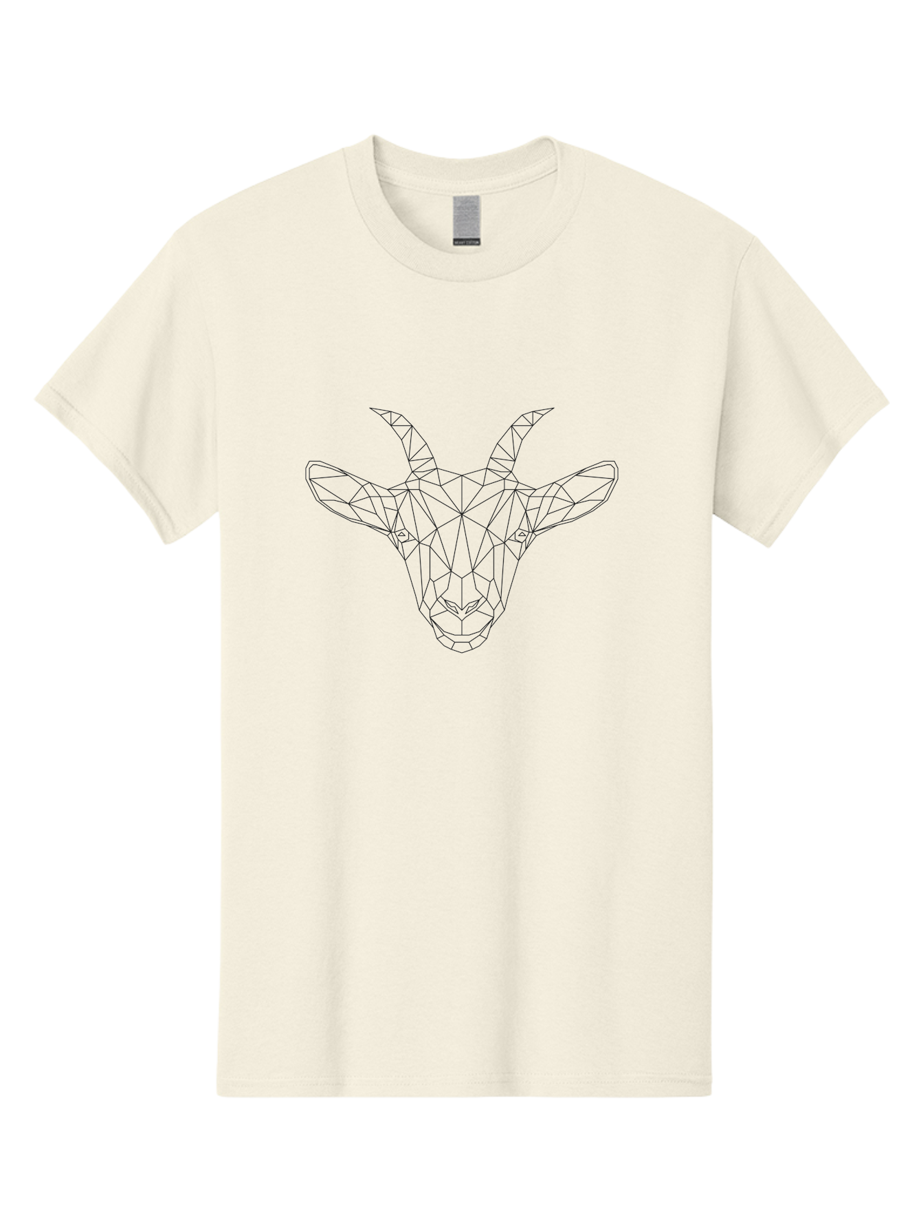 Goat-Head Men'S Graphic Tee, 100% Cotton, Comfortable Casual Summer Wear, Machine Washable, Geometric Goat Head, Polygonal Art, Wireframe Design, Abstract Animal, Modern Illustration, Futuristic Style, Minimalist Graphics, Digital Art - Aaa720