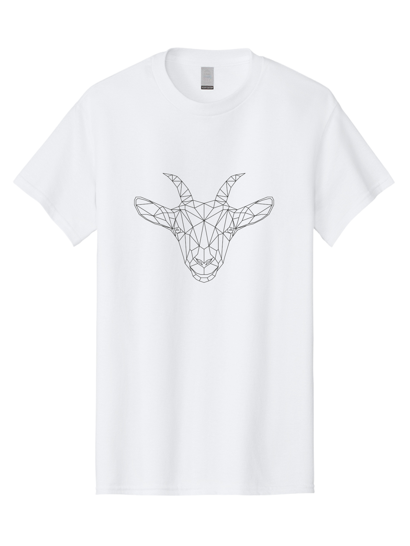 Goat-Head Men'S Graphic Tee, 100% Cotton, Comfortable Casual Summer Wear, Machine Washable, Geometric Goat Head, Polygonal Art, Wireframe Design, Abstract Animal, Modern Illustration, Futuristic Style, Minimalist Graphics, Digital Art - Aaa720
