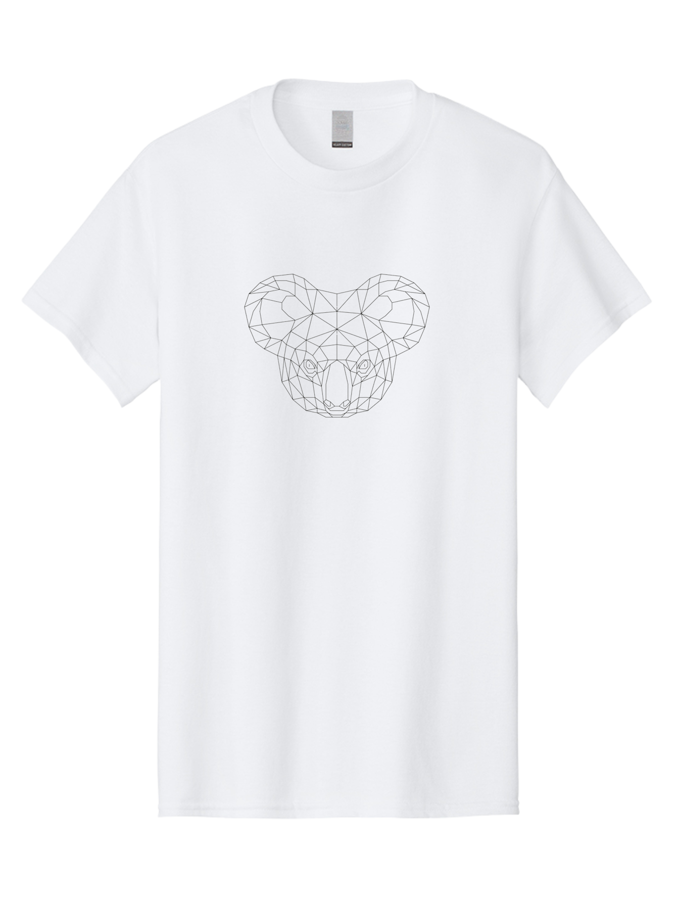 Koala-Head Men'S Graphic Tee, 100% Cotton, Comfortable Casual Summer Wear, Machine Washable, Koala Face, Geometric Art, Polygon Design, Minimalist Illustration, Australian Wildlife, Modern Art, Low Poly, Wireframe Art, Abstract Animal, - Aaa721