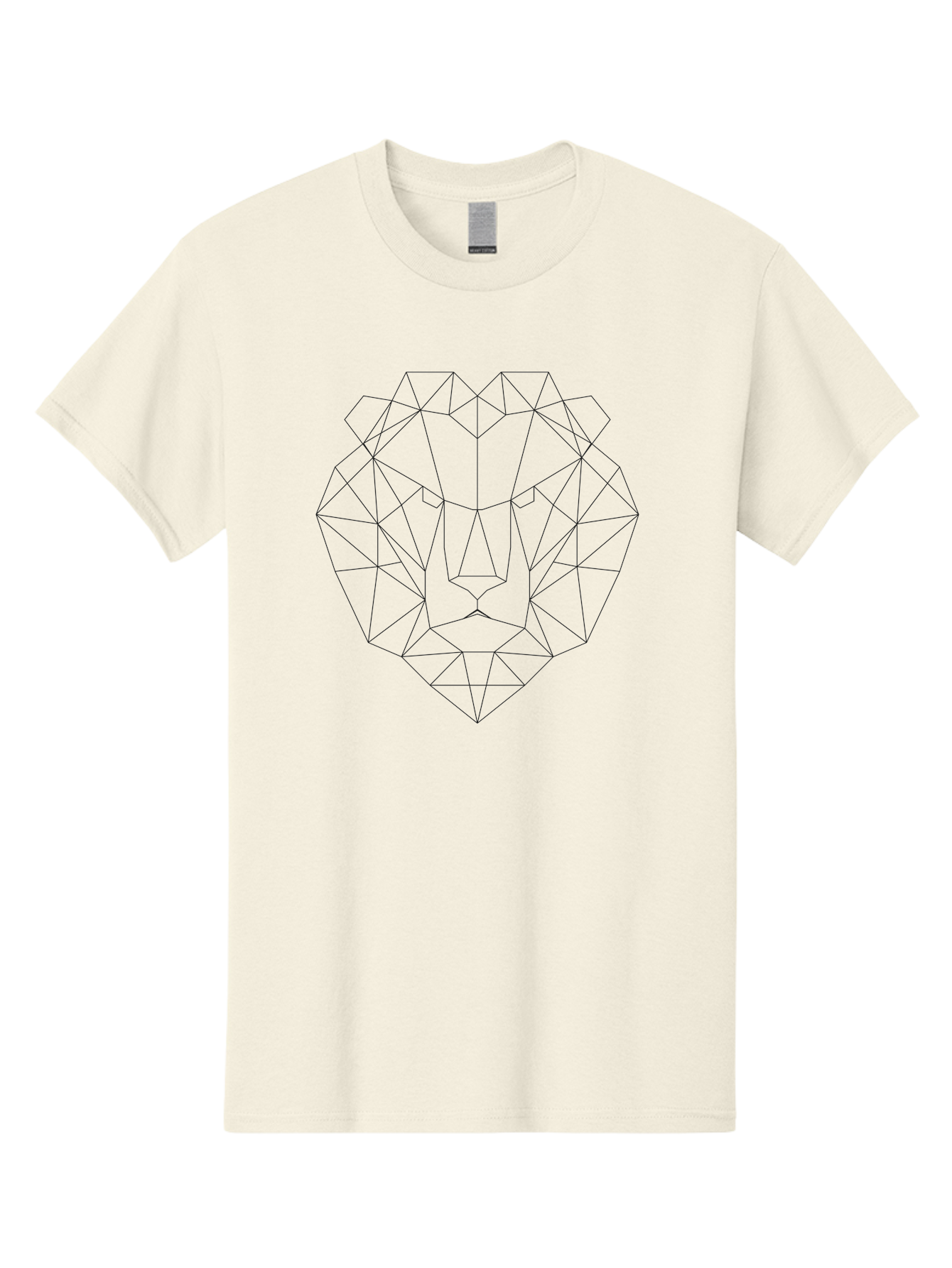 Lion-Head Men'S Graphic Tee, 100% Cotton, Comfortable Casual Summer Wear, Machine Washable, Geometric Lion Head, Wireframe Art, Low Poly Design, Modern Illustration, Abstract Animal Art, Minimalist Graphics, Black Outline, Stylized Lion - Aaa724