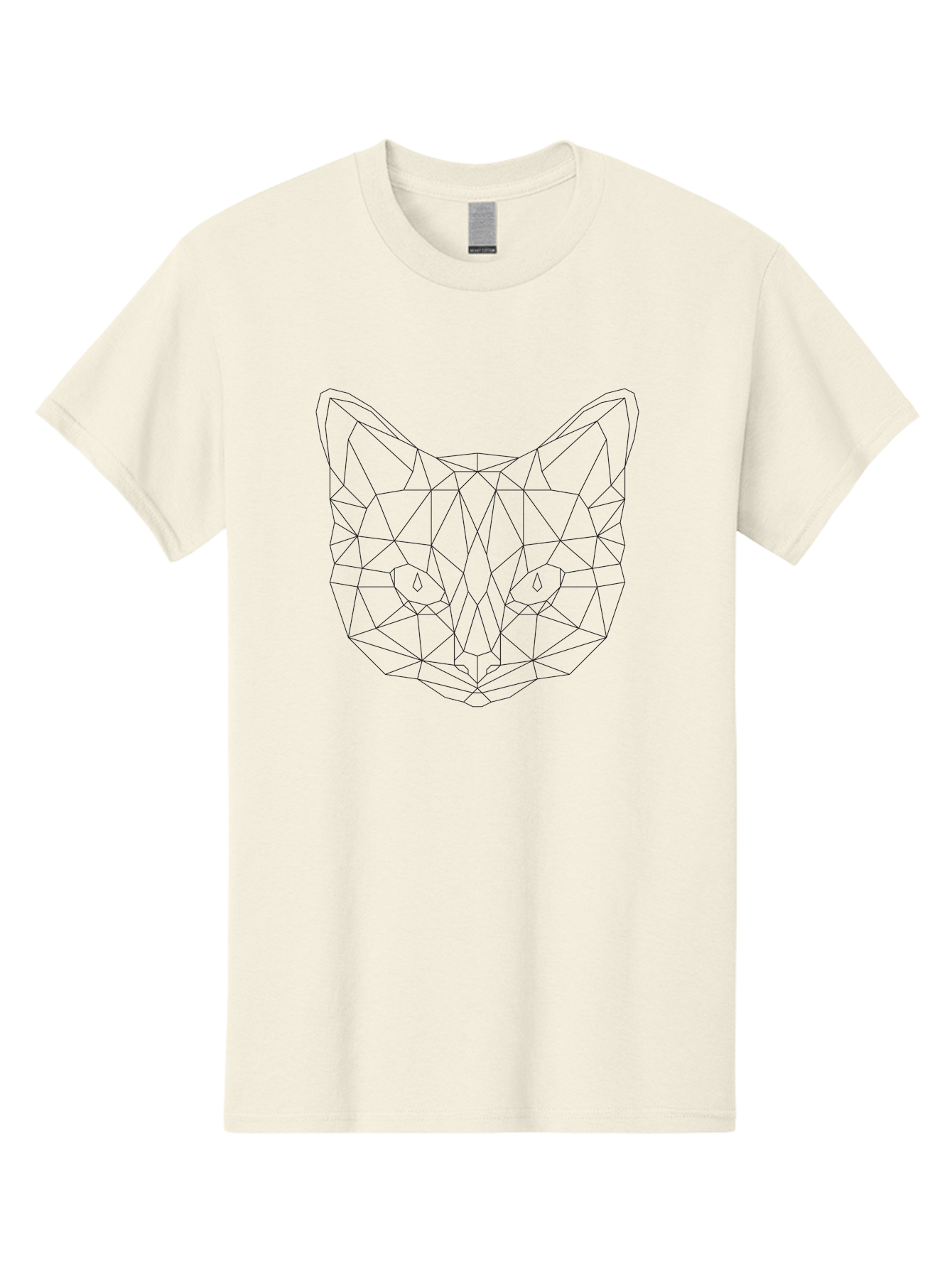 Low-Poly-Cat-Face Men'S Graphic Tee, 100% Cotton, Comfortable Casual Summer Wear, Machine Washable, Low-Poly Cat Face, Geometric Cat Design, Minimalist Cat Illustration, Modern Cat Art, Cat Face Outline, Polygonal Cat Shape, Cat Eyes, - Aaa725