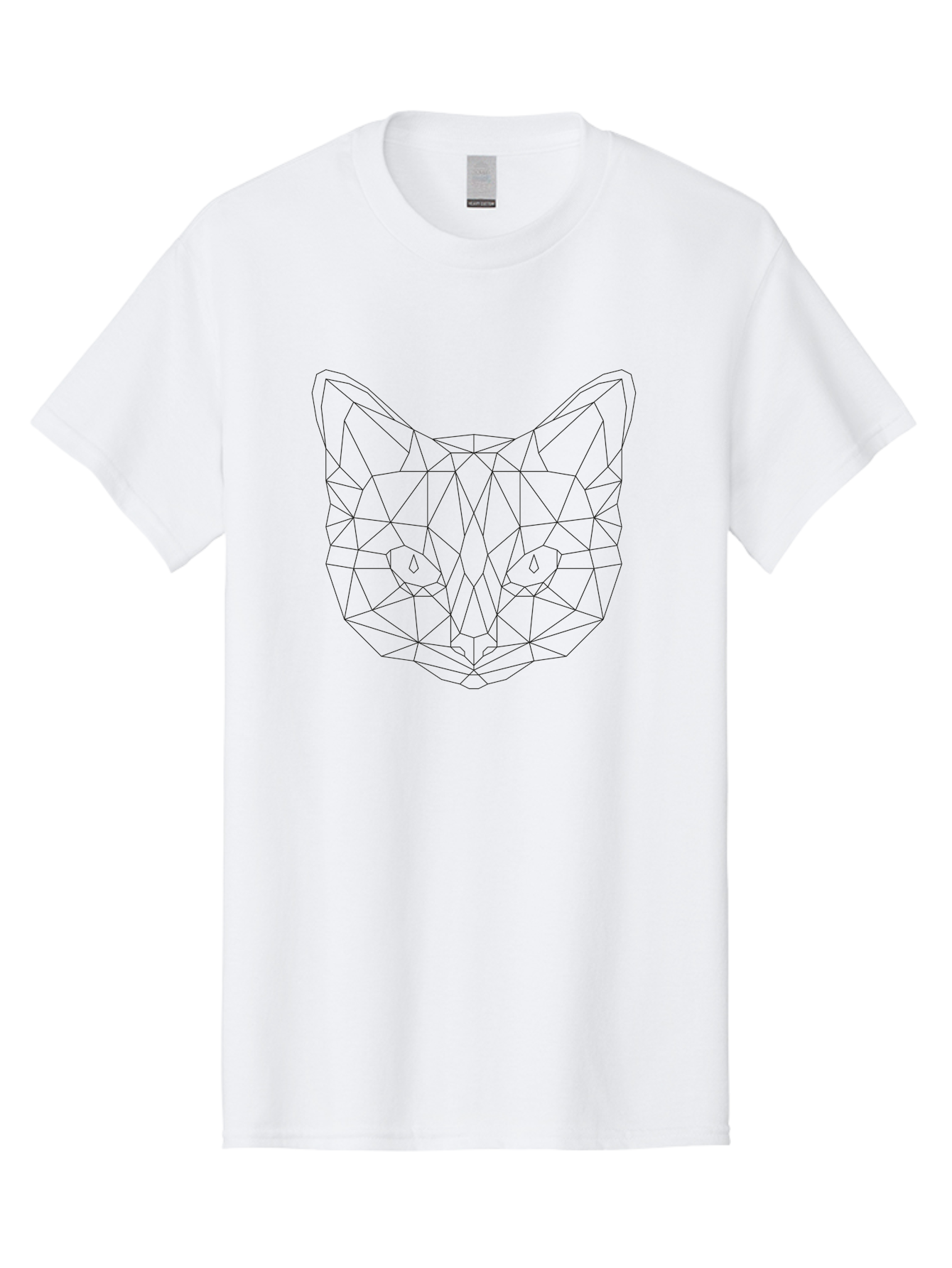 Low-Poly-Cat-Face Men'S Graphic Tee, 100% Cotton, Comfortable Casual Summer Wear, Machine Washable, Low-Poly Cat Face, Geometric Cat Design, Minimalist Cat Illustration, Modern Cat Art, Cat Face Outline, Polygonal Cat Shape, Cat Eyes, - Aaa725